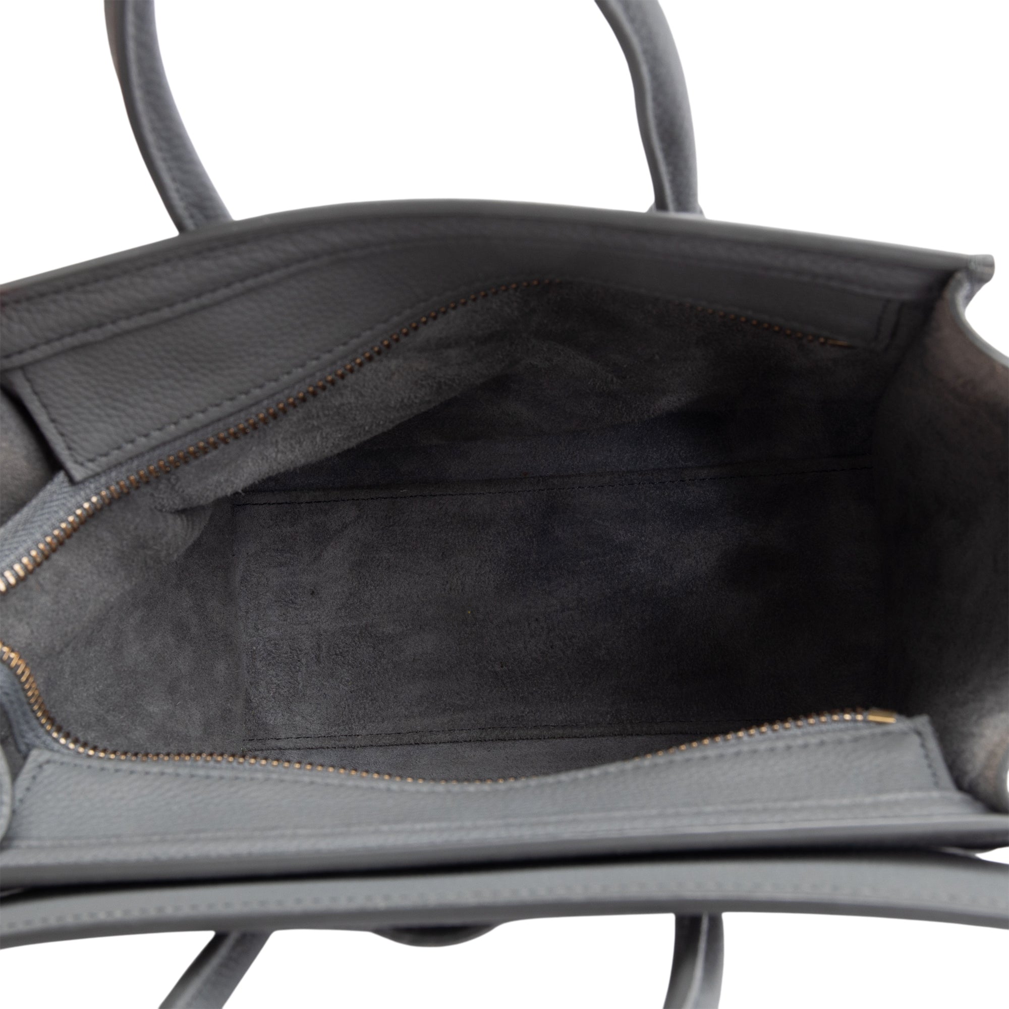 Celine 2022 Grey Calfskin Leather Nano Luggage Tote w/ Strap