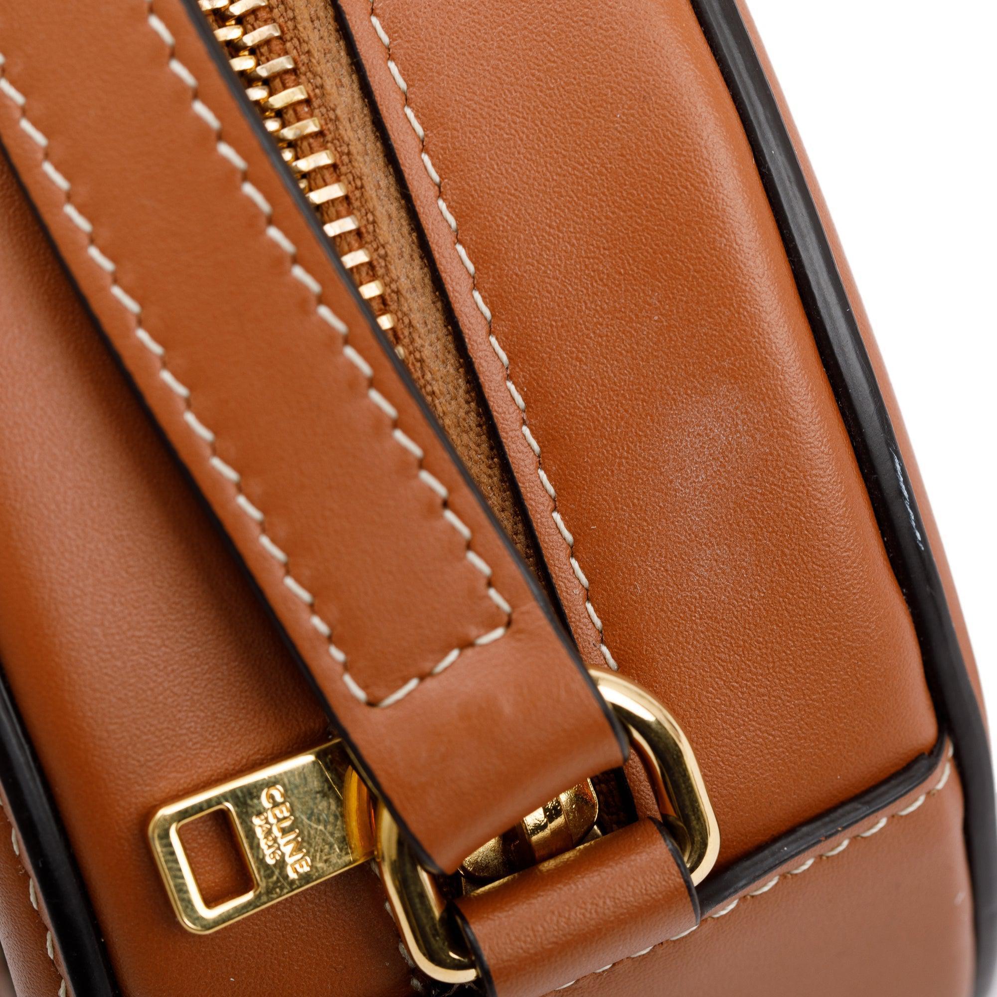 Celine 2022 Tan Smooth Calfskin Leather Cuir Triomphe Oval Crossbody Bag