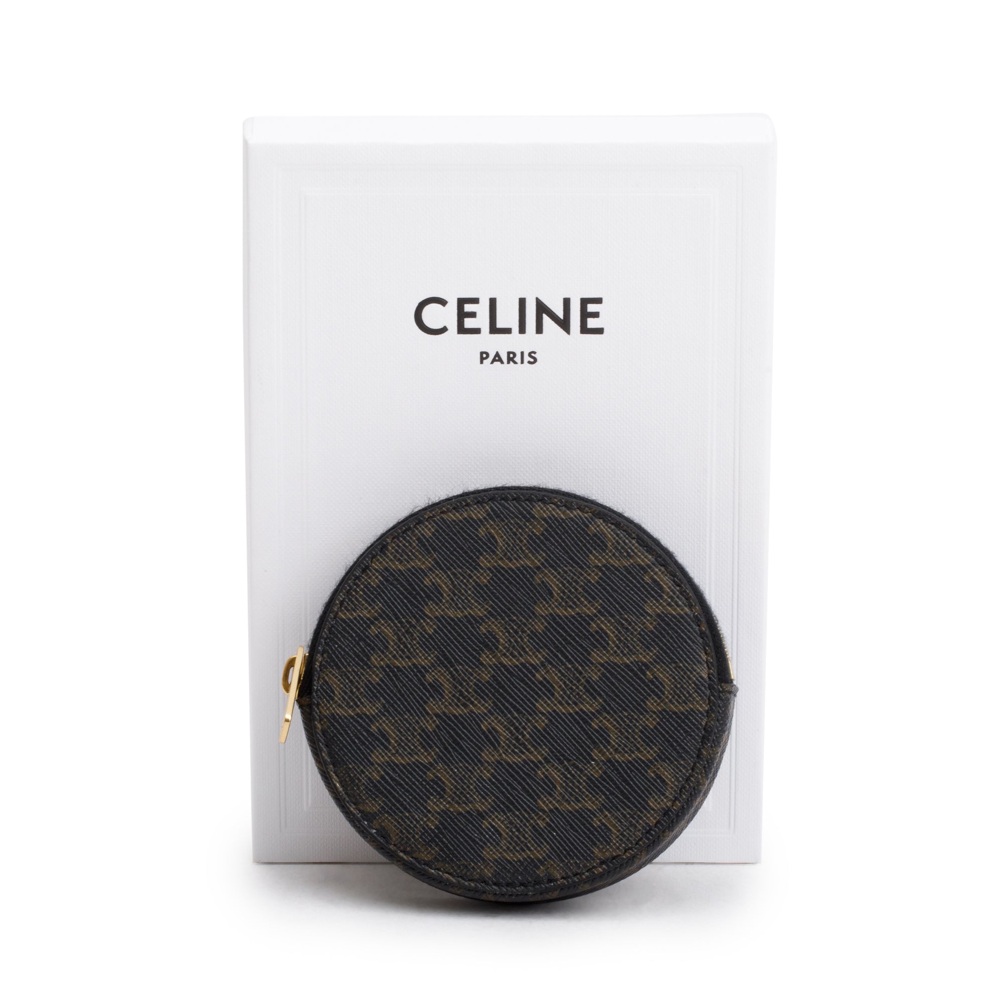 Celine 2023 Brown Triomphe Canvas Coin Purse w/ Box