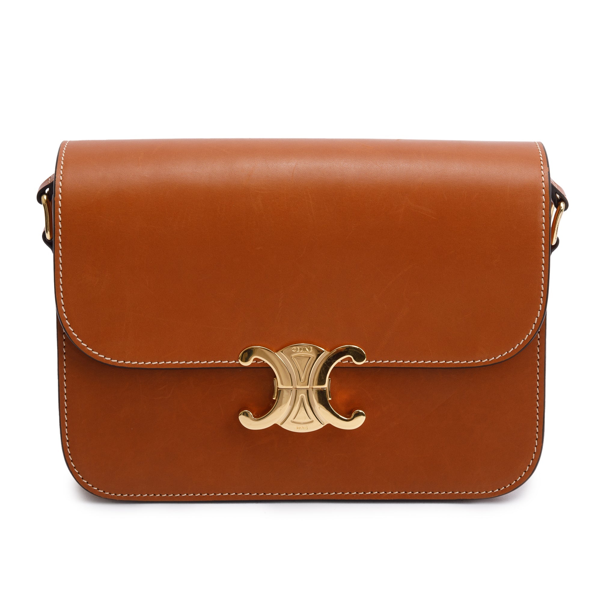 Celine 2023 Natural Calfskin Leather Classique Triomphe Shoulder Bag