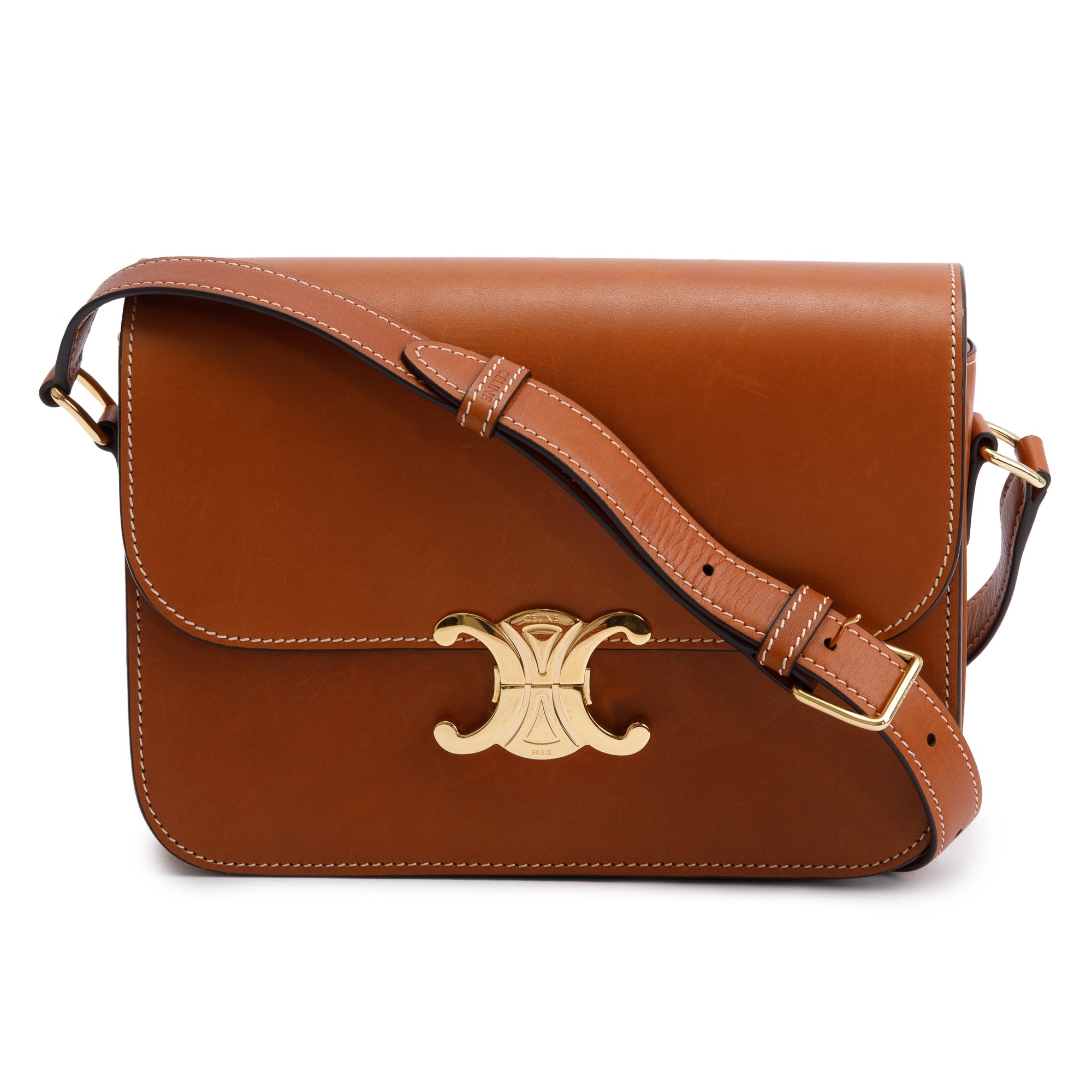 Celine 2023 Natural Calfskin Leather Classique Triomphe Shoulder Bag