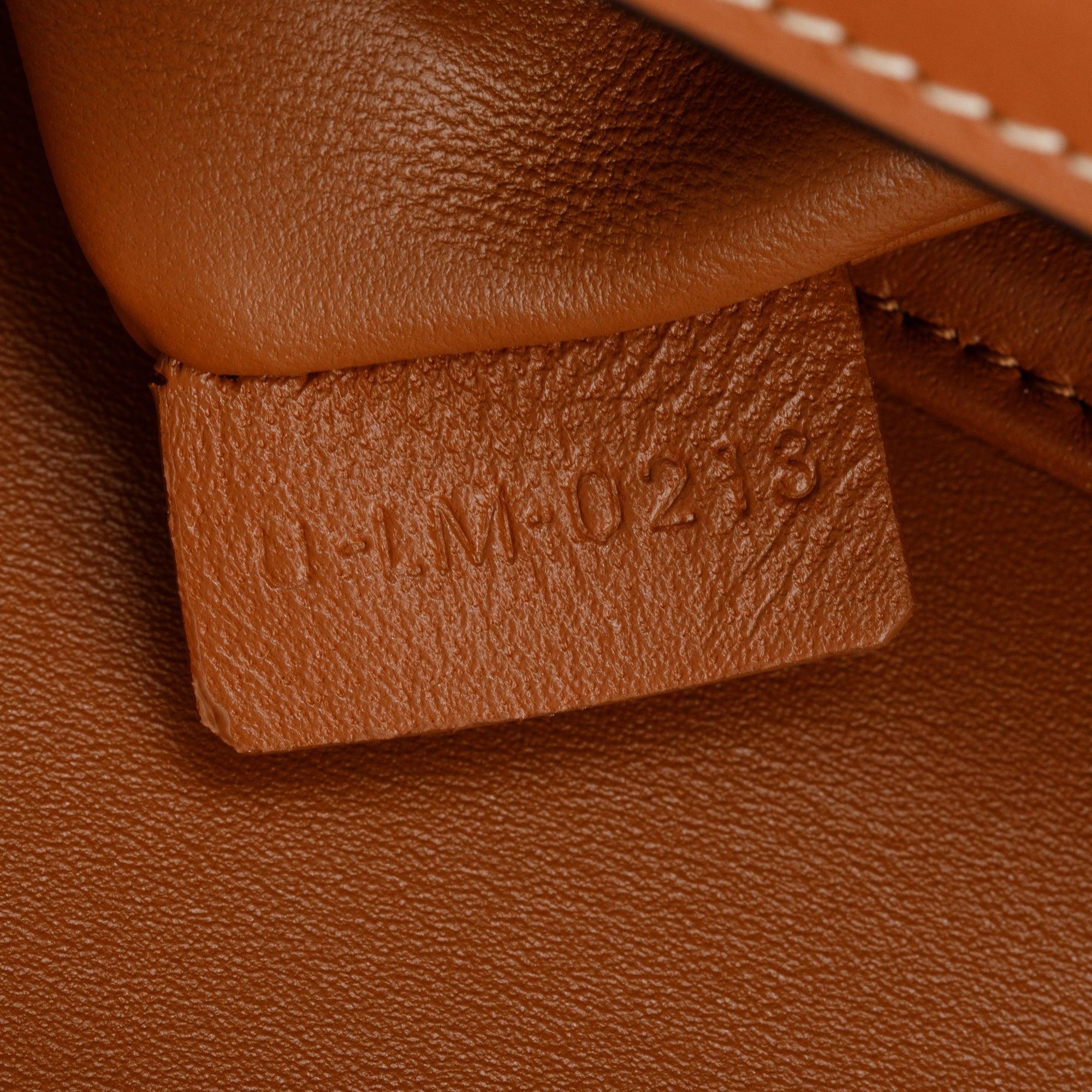 Celine 2023 Natural Canvas Tan Calfskin Leather Teen Triomphe Shoulder Bag w/ Box