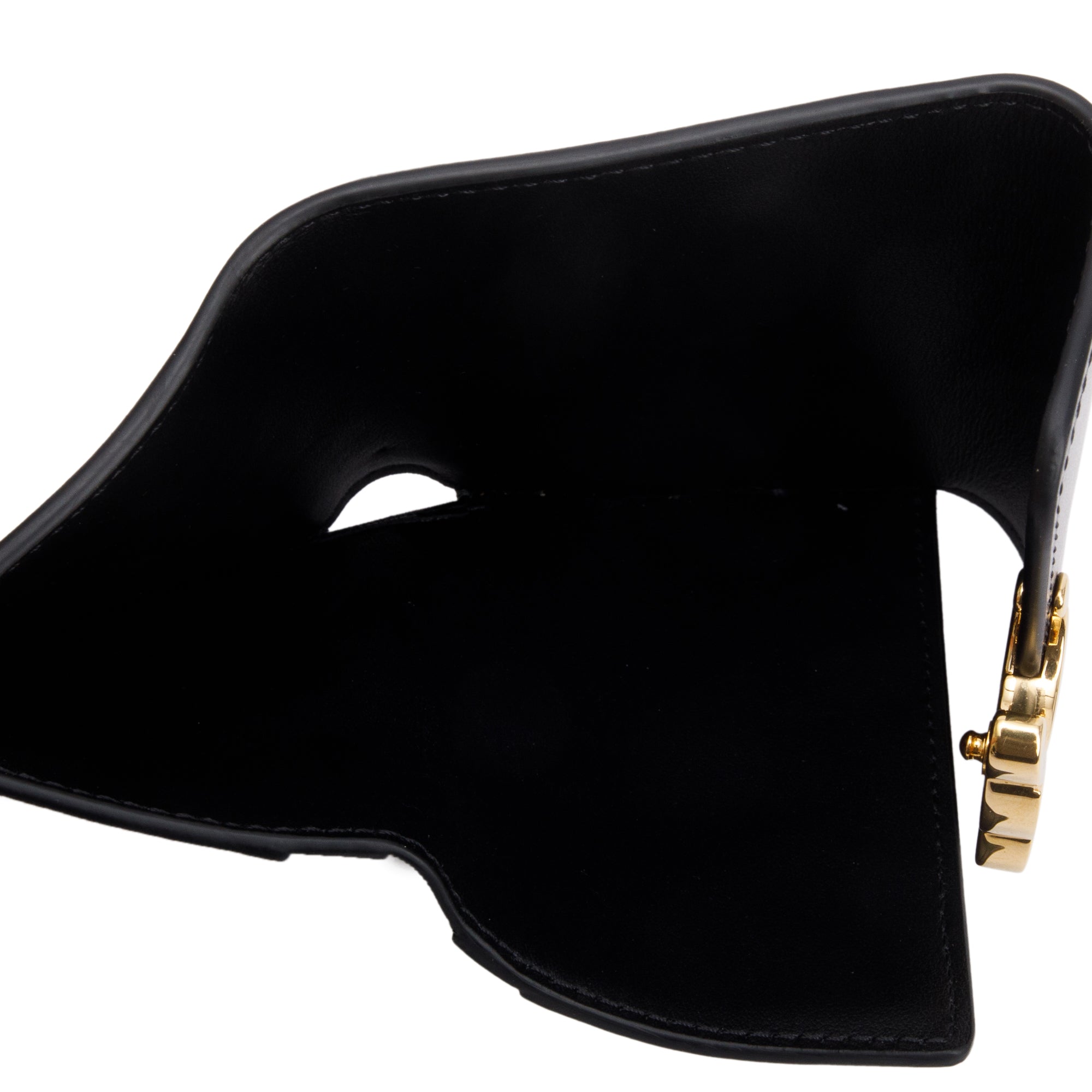 Celine 2024 Black Shiny Calfskin Leather Triomphe Compact Wallet