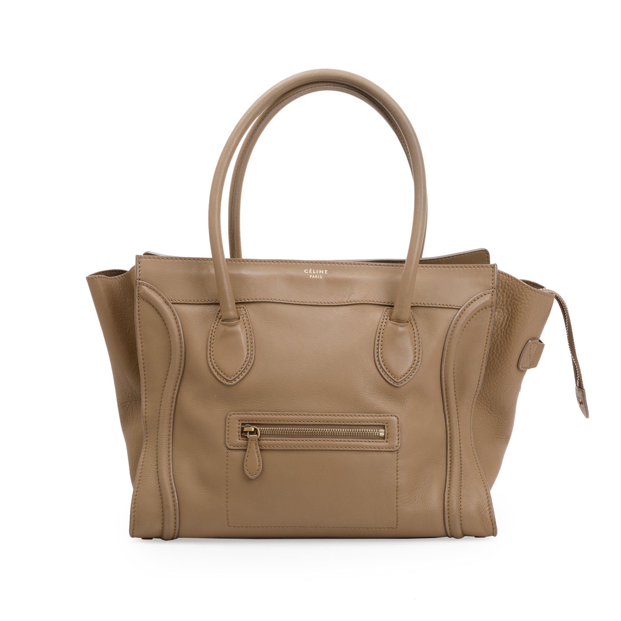 Celine Beige Calfskin Leather Medium Luggage Tote