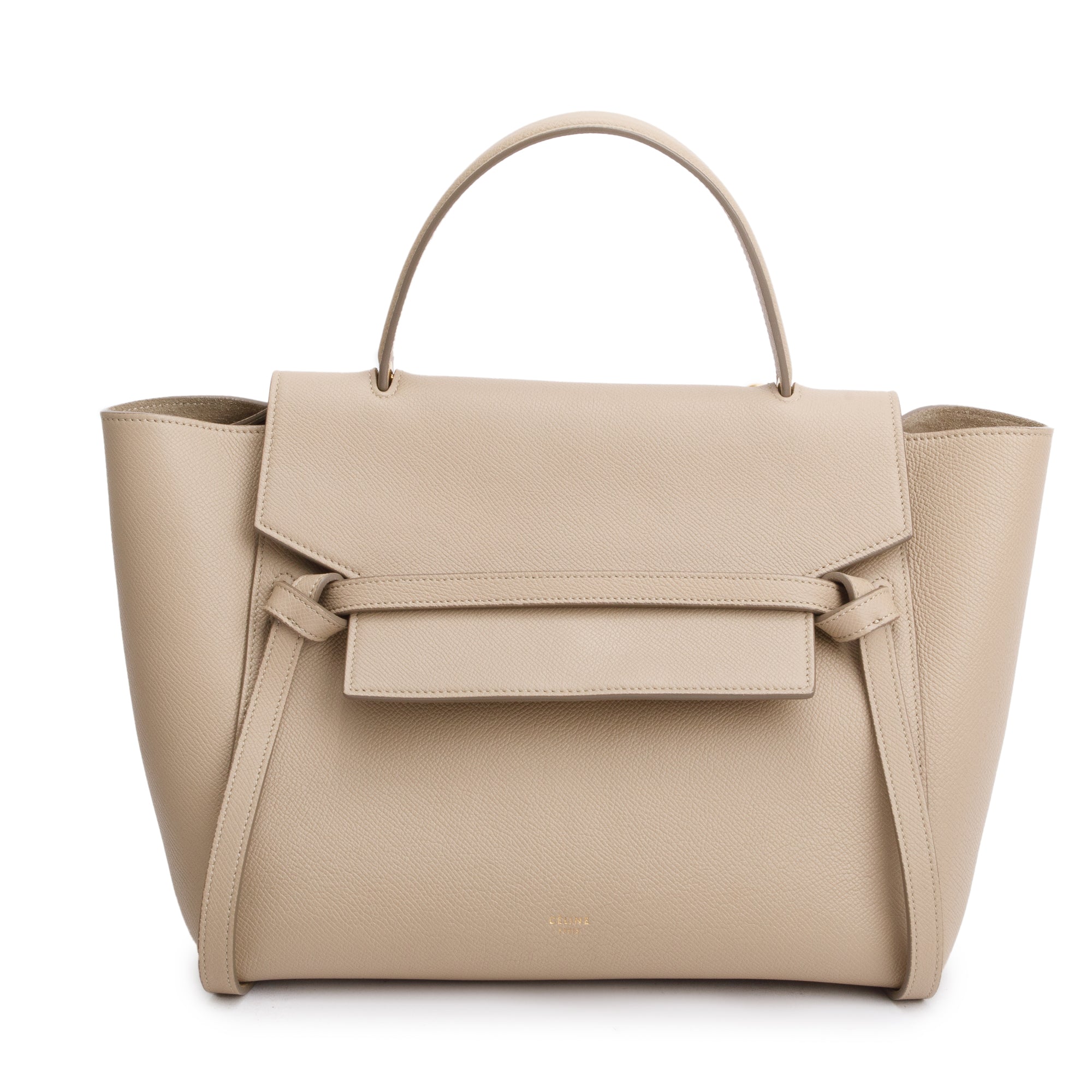Celine Beige Grained Calfskin Leather Mini Belt Bag w/ Strap