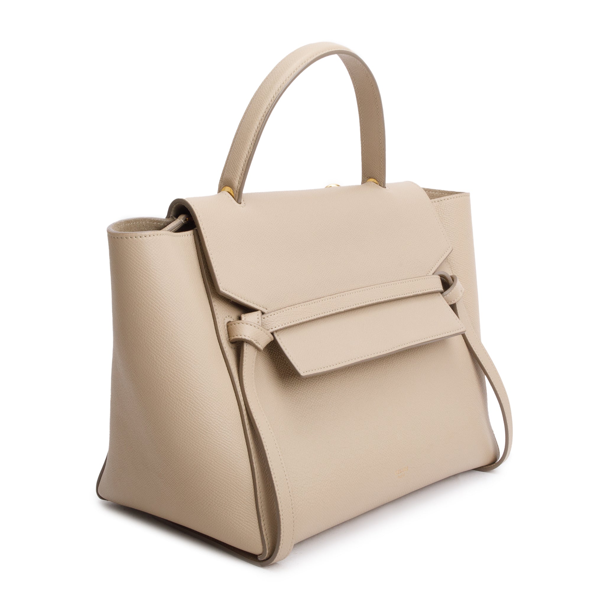 Celine Beige Grained Calfskin Leather Mini Belt Bag w/ Strap