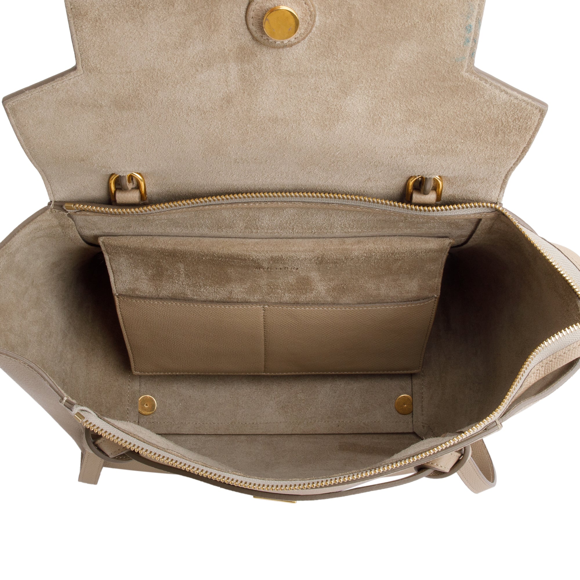 Celine Beige Grained Calfskin Leather Mini Belt Bag w/ Strap