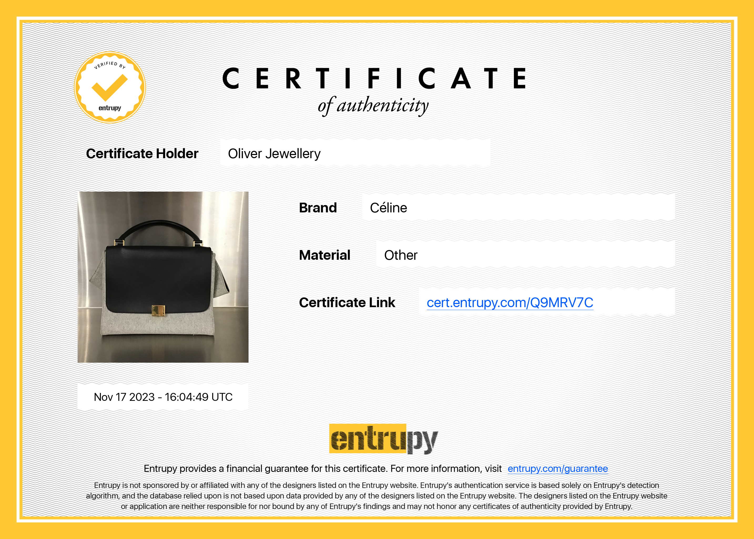 Celine Black Calfskin Leather and Grey Felt Medium Trapeze Bag