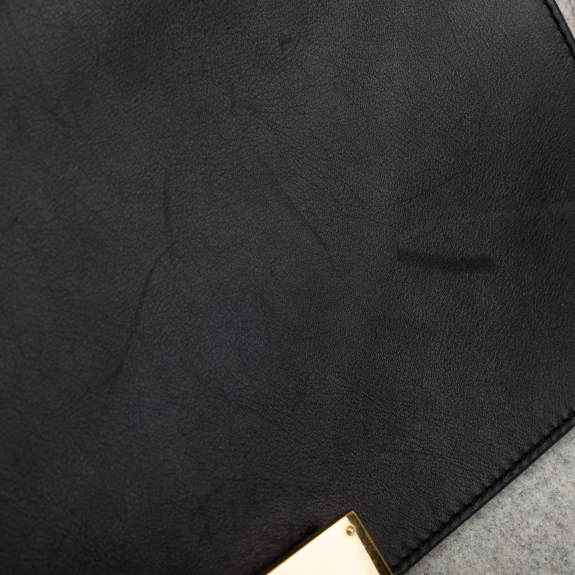 Celine Black Calfskin Leather and Grey Felt Medium Trapeze Bag