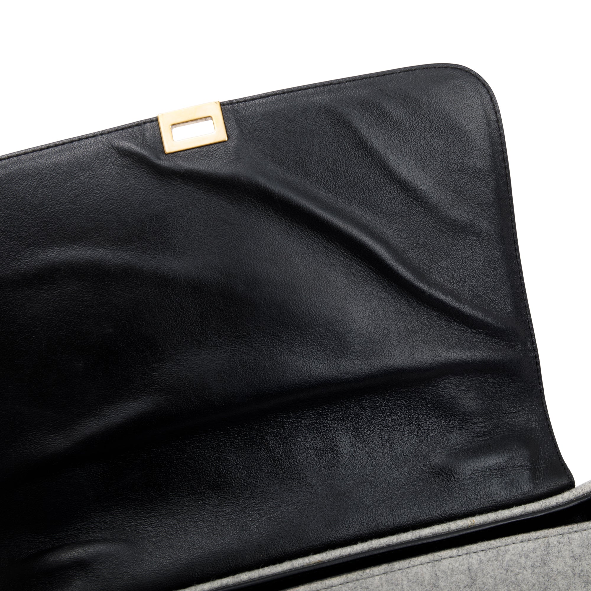 Celine Black Calfskin Leather and Grey Felt Medium Trapeze Bag