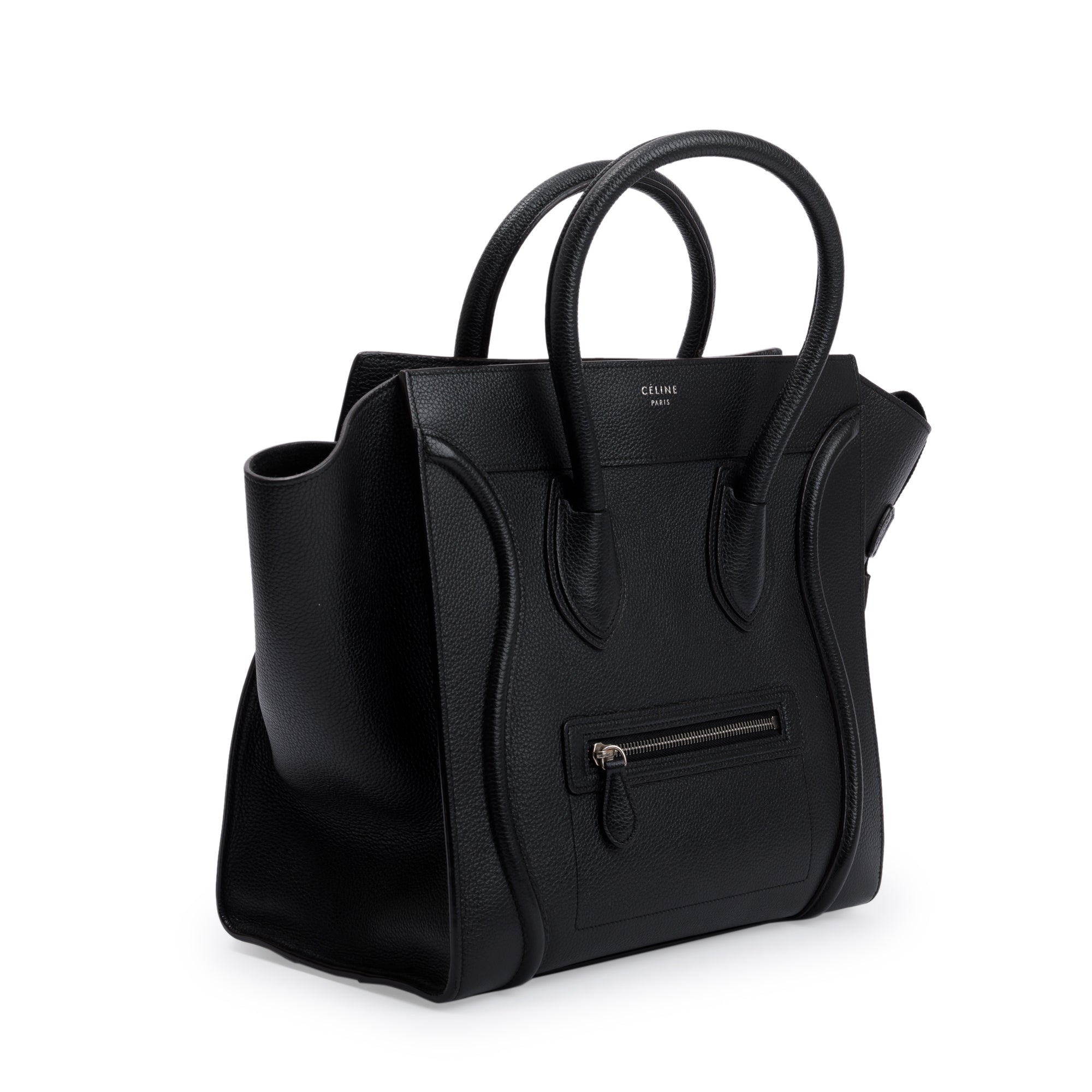 Celine Black Drummed Calfskin Leather Mini Luggage Tote w/ Box