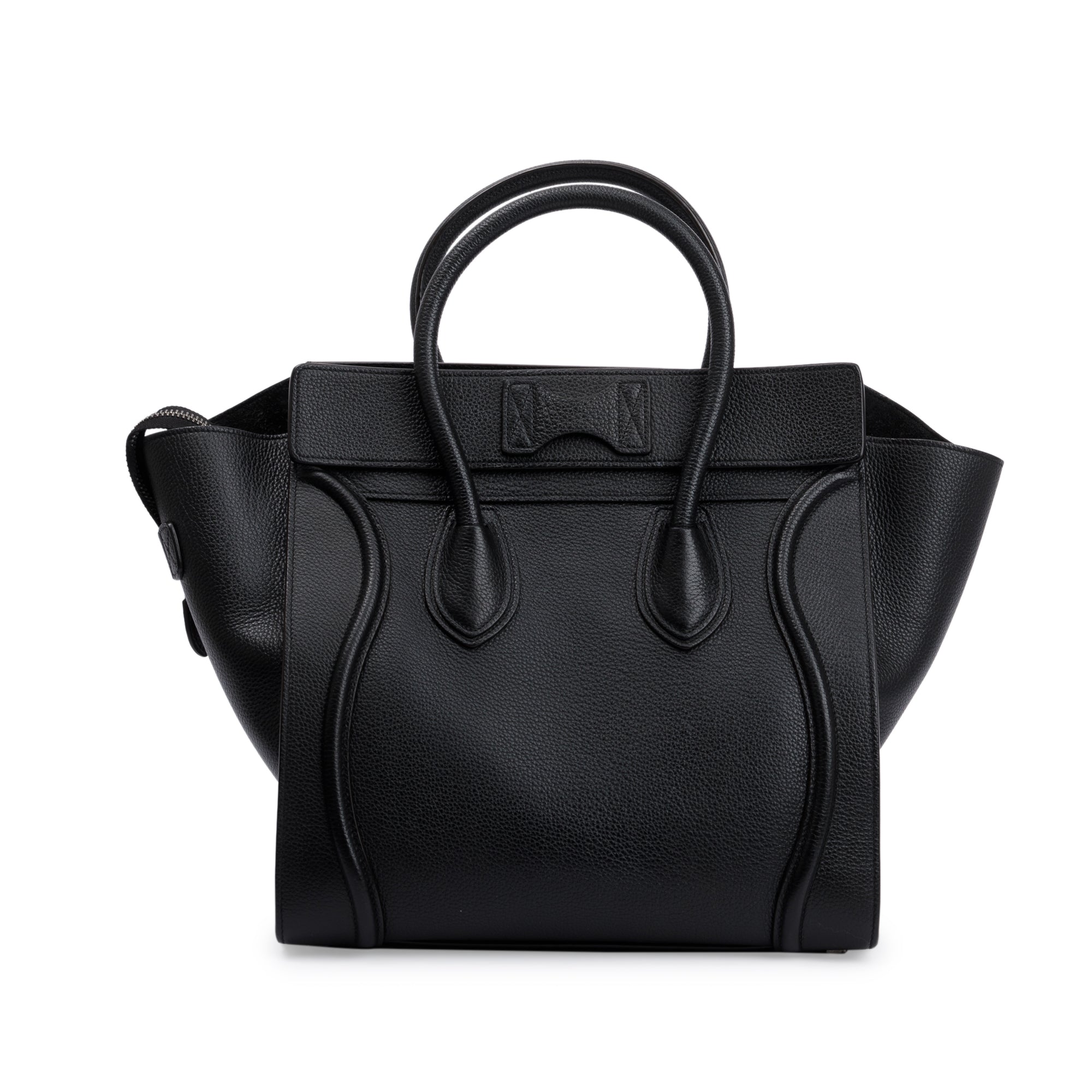 Celine Black Drummed Calfskin Leather Mini Luggage Tote w/ Box