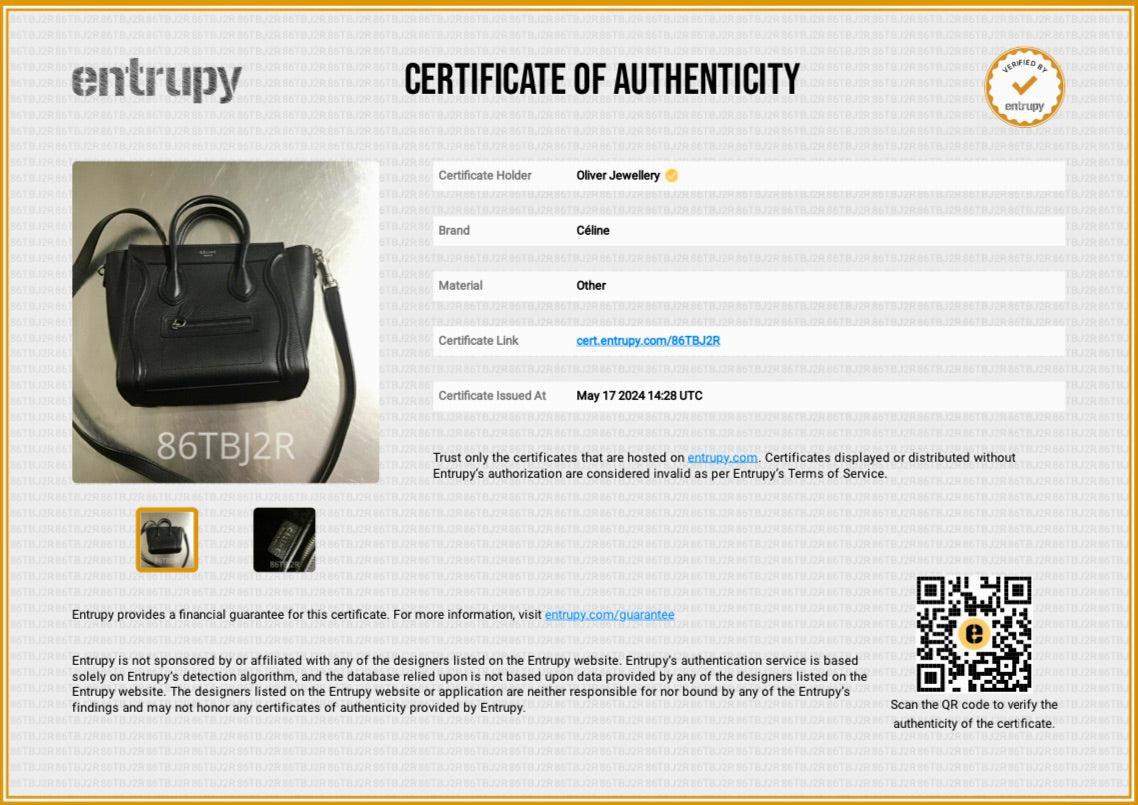 Celine Black Drummed Calfskin Leather Nano Luggage Tote w/ Strap