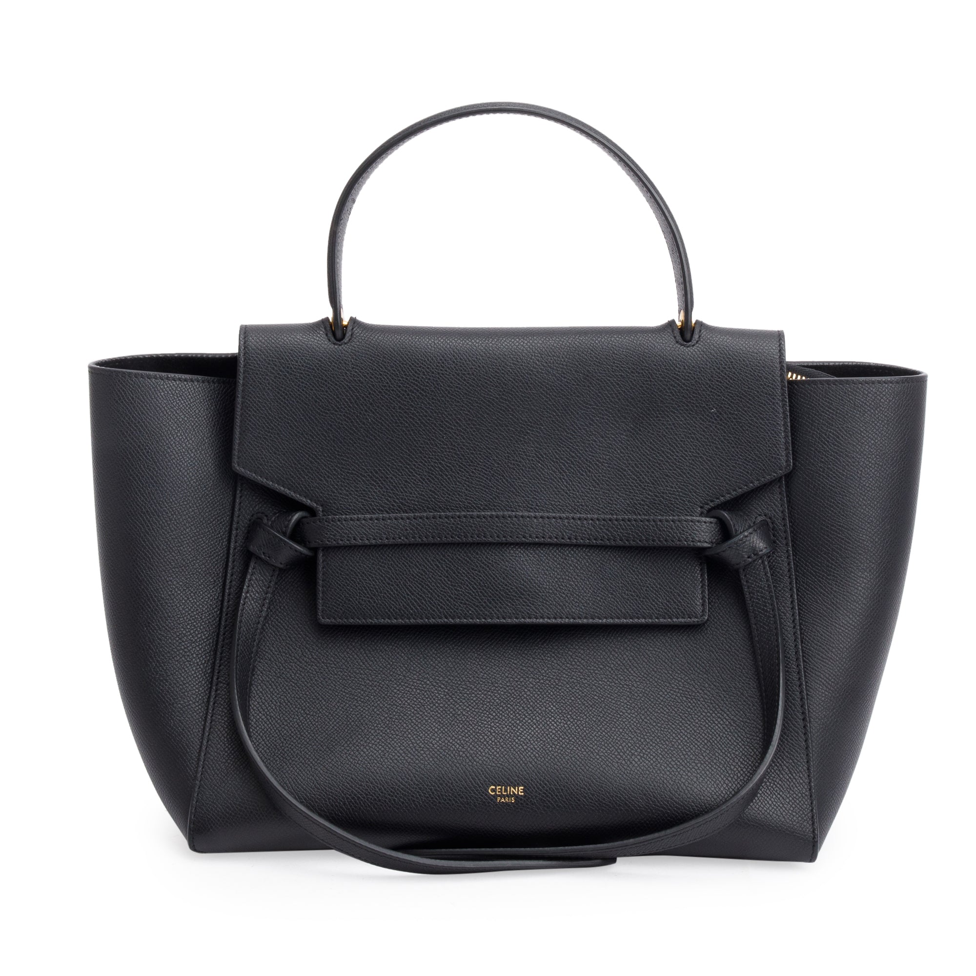 Celine Black Grained Calfskin Leather Mini Belt Bag w/ Strap