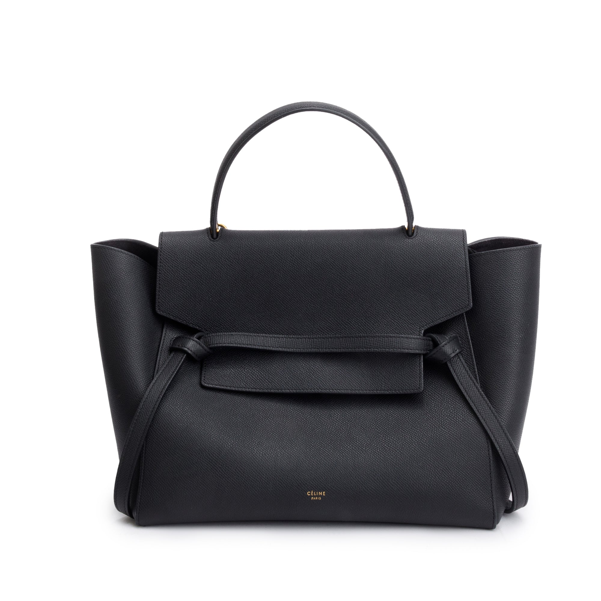 Celine Black Grained Calfskin Leather Mini Belt Bag w/ Strap