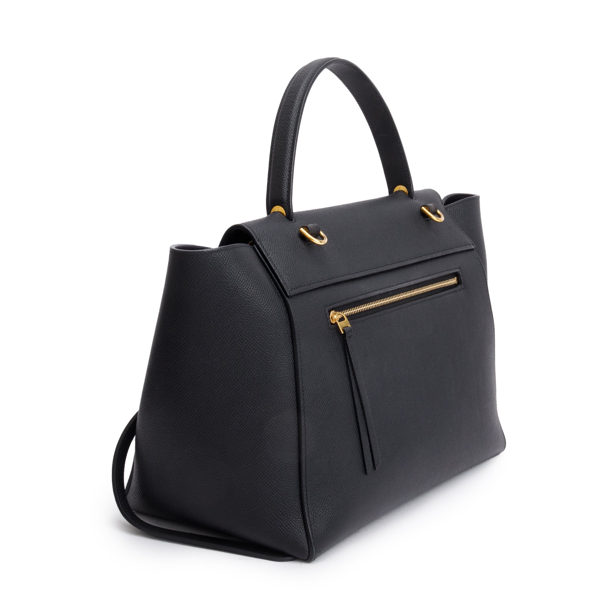 Celine Black Grained Calfskin Leather Mini Belt Bag w/ Strap