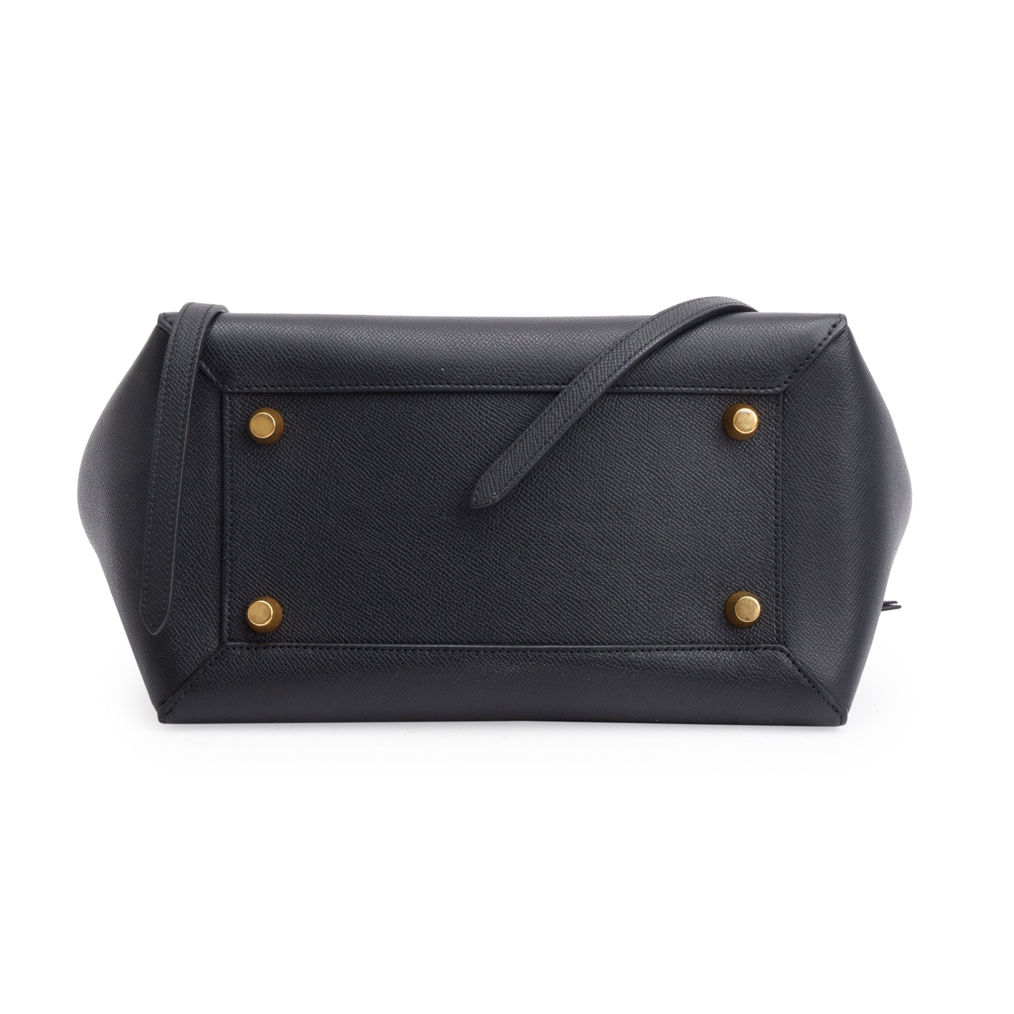 Celine Black Grained Calfskin Leather Mini Belt Bag w/ Strap