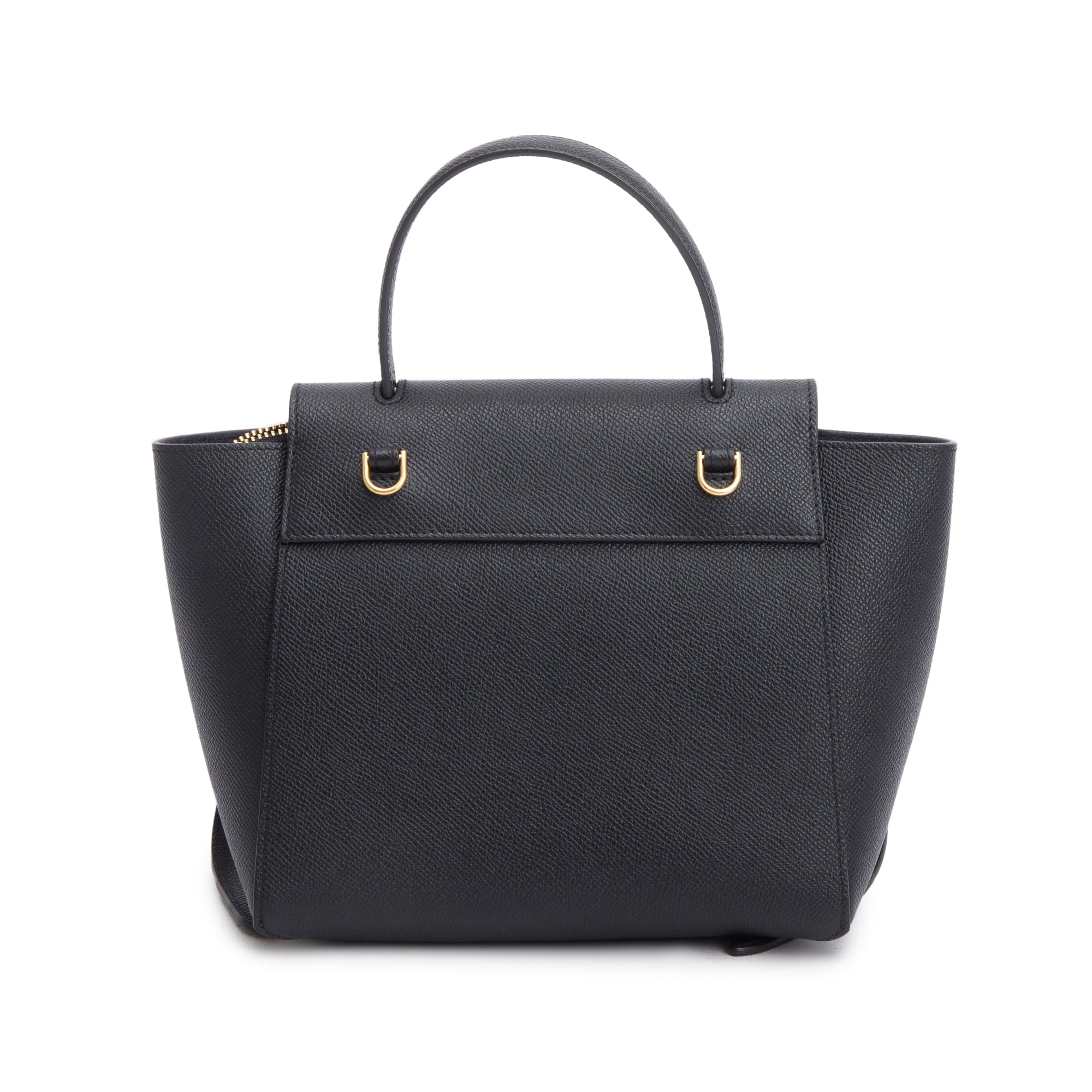 Celine Black Grained Calfskin Leather Nano Belt Bag w/ Strap