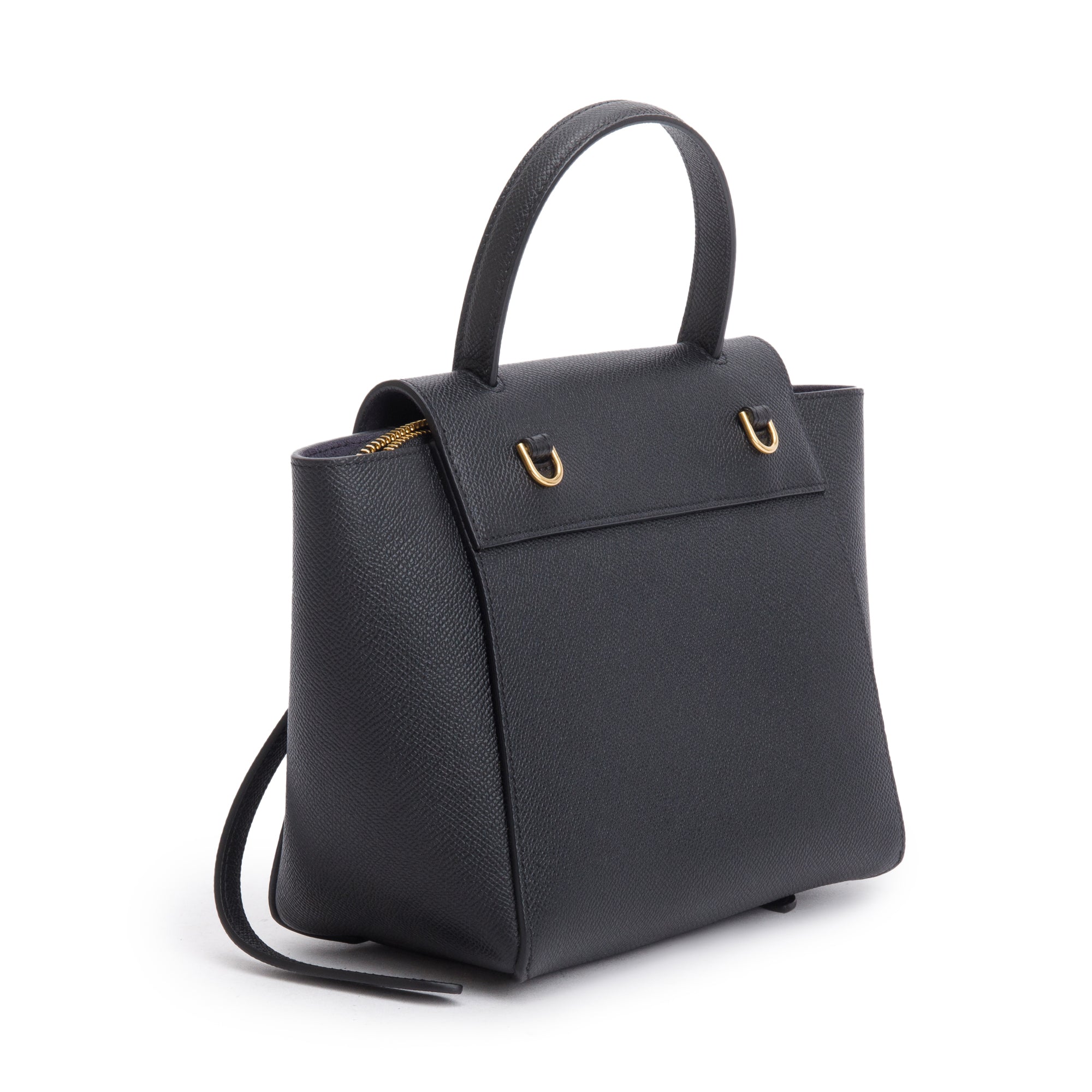 Celine Black Grained Calfskin Leather Nano Belt Bag w/ Strap