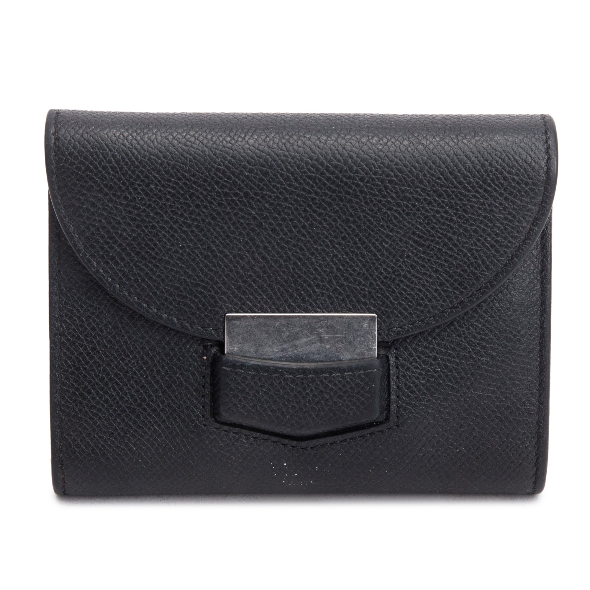 Celine Black Grained Calfskin Leather Small Trotteur Multifunction Wallet w/ Box