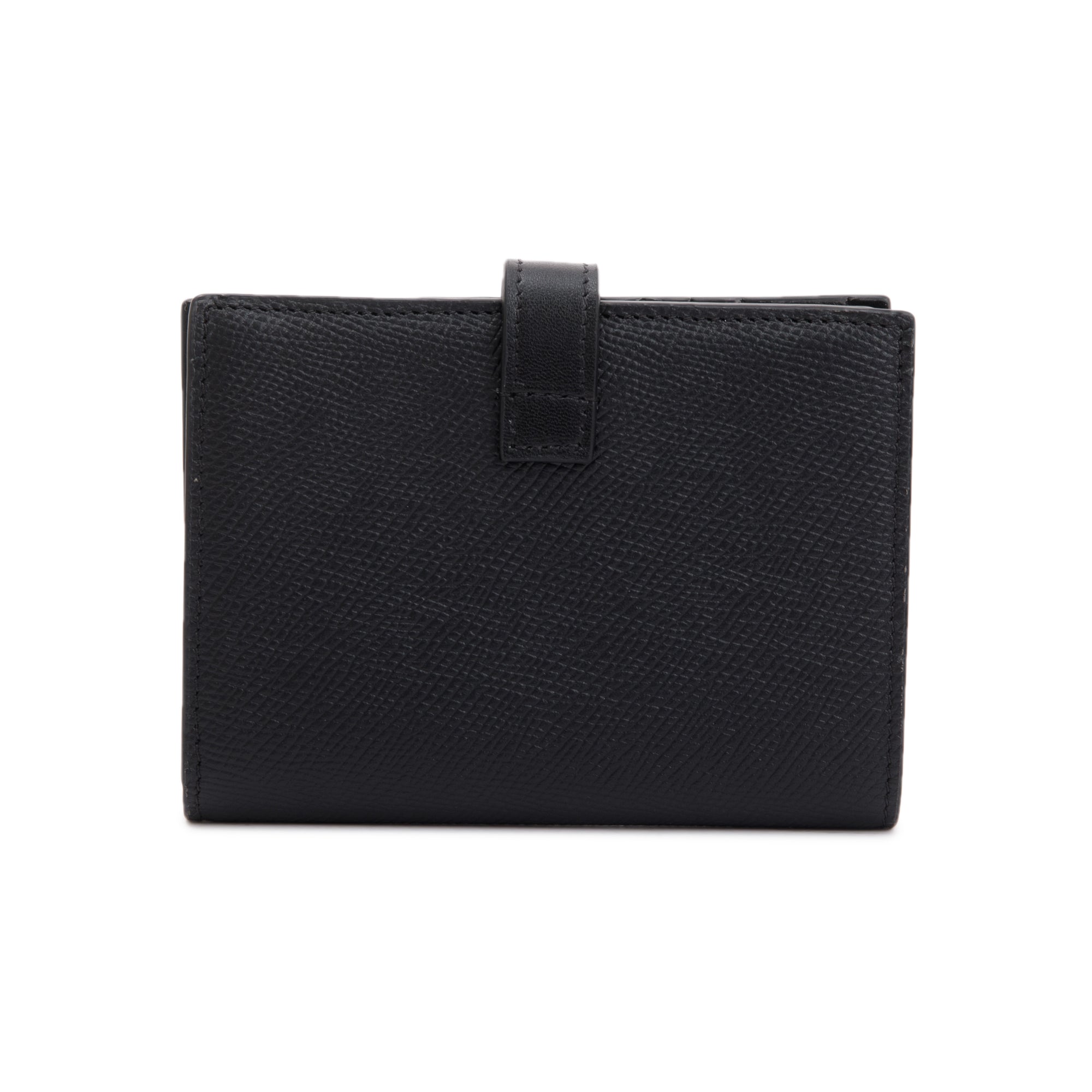 Celine Black Grained Calfskin Leather Strap Wallet