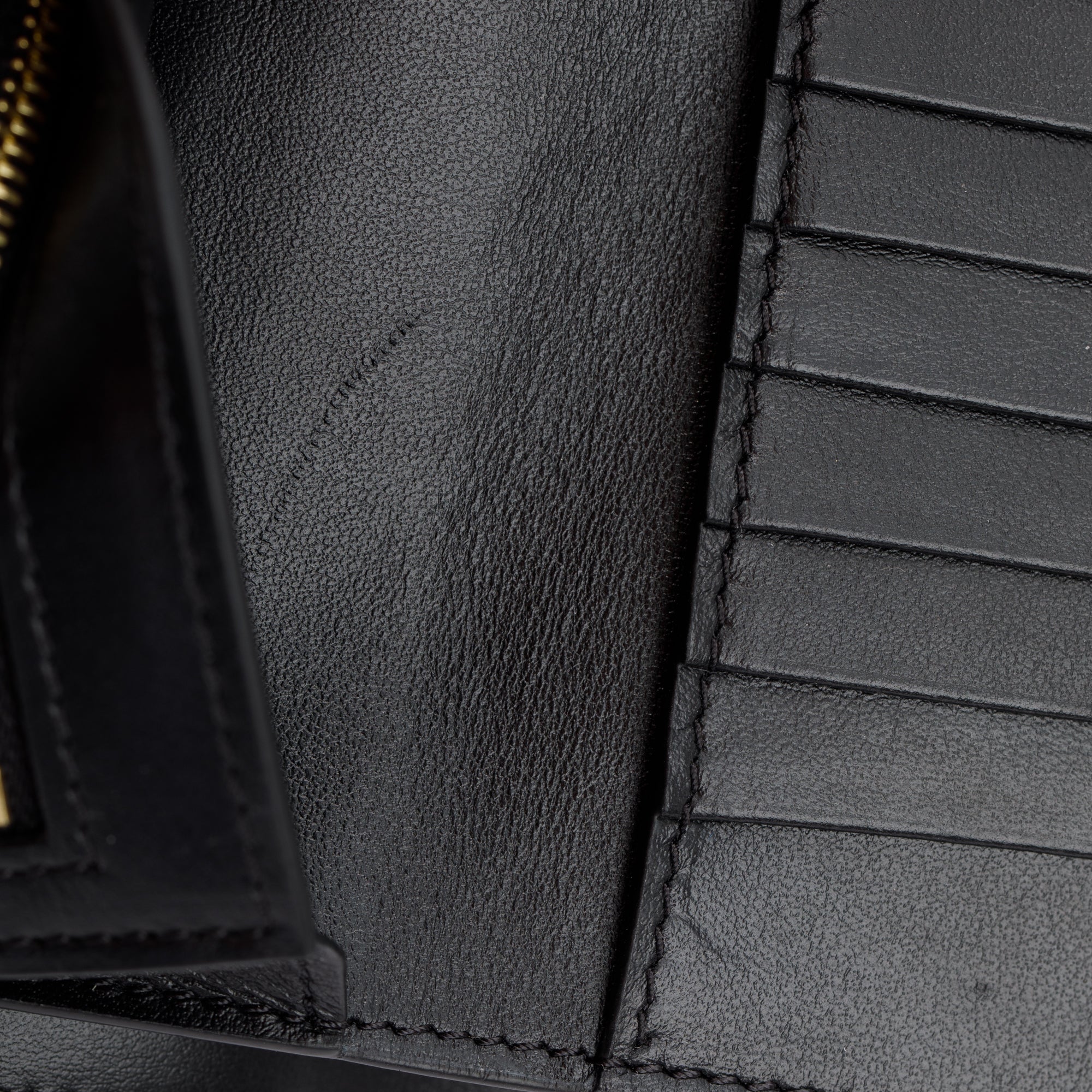 Celine Black Grained Calfskin Leather Strap Wallet