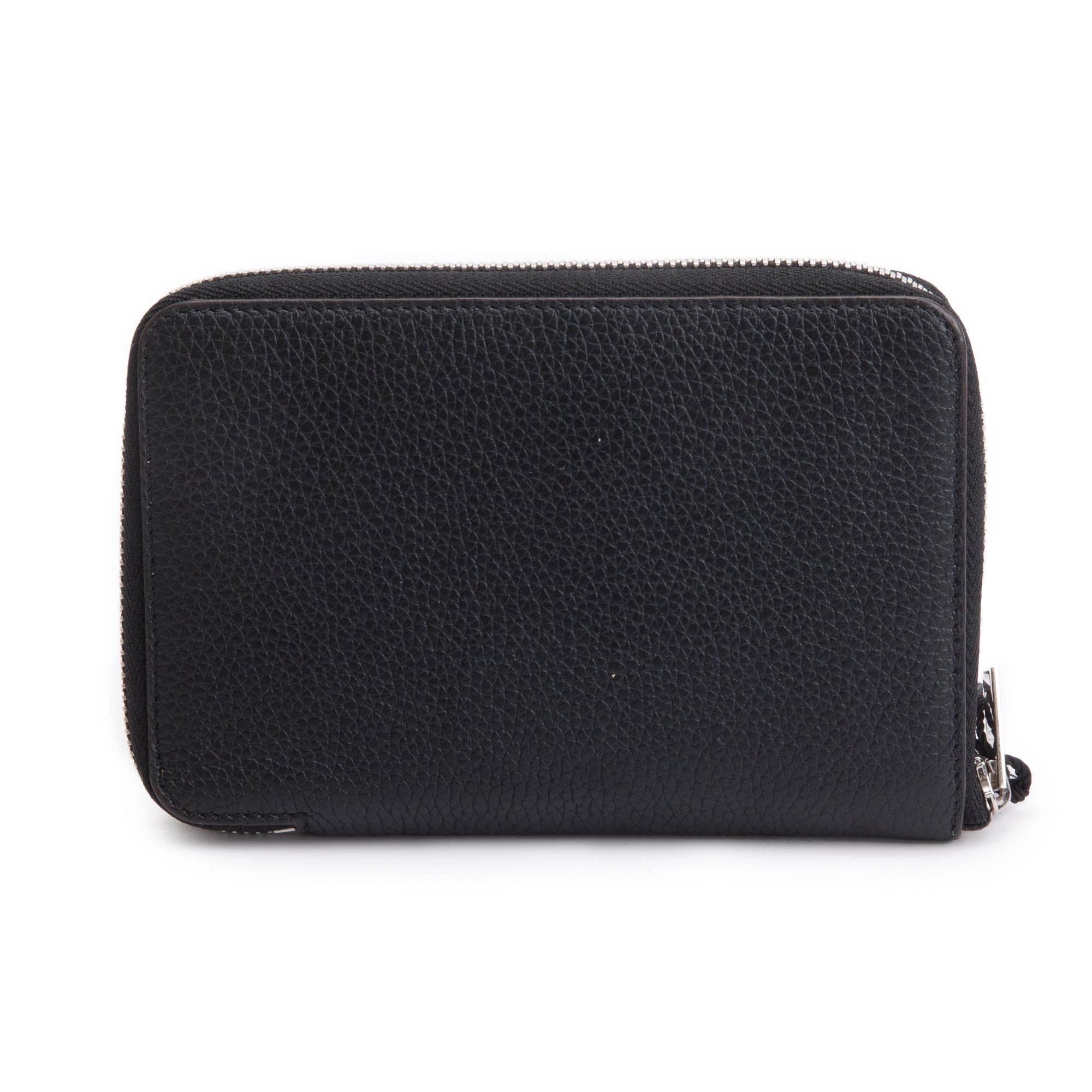 Celine Black Grained Calfskin Leather Zipped Compact Wallet w/ Box