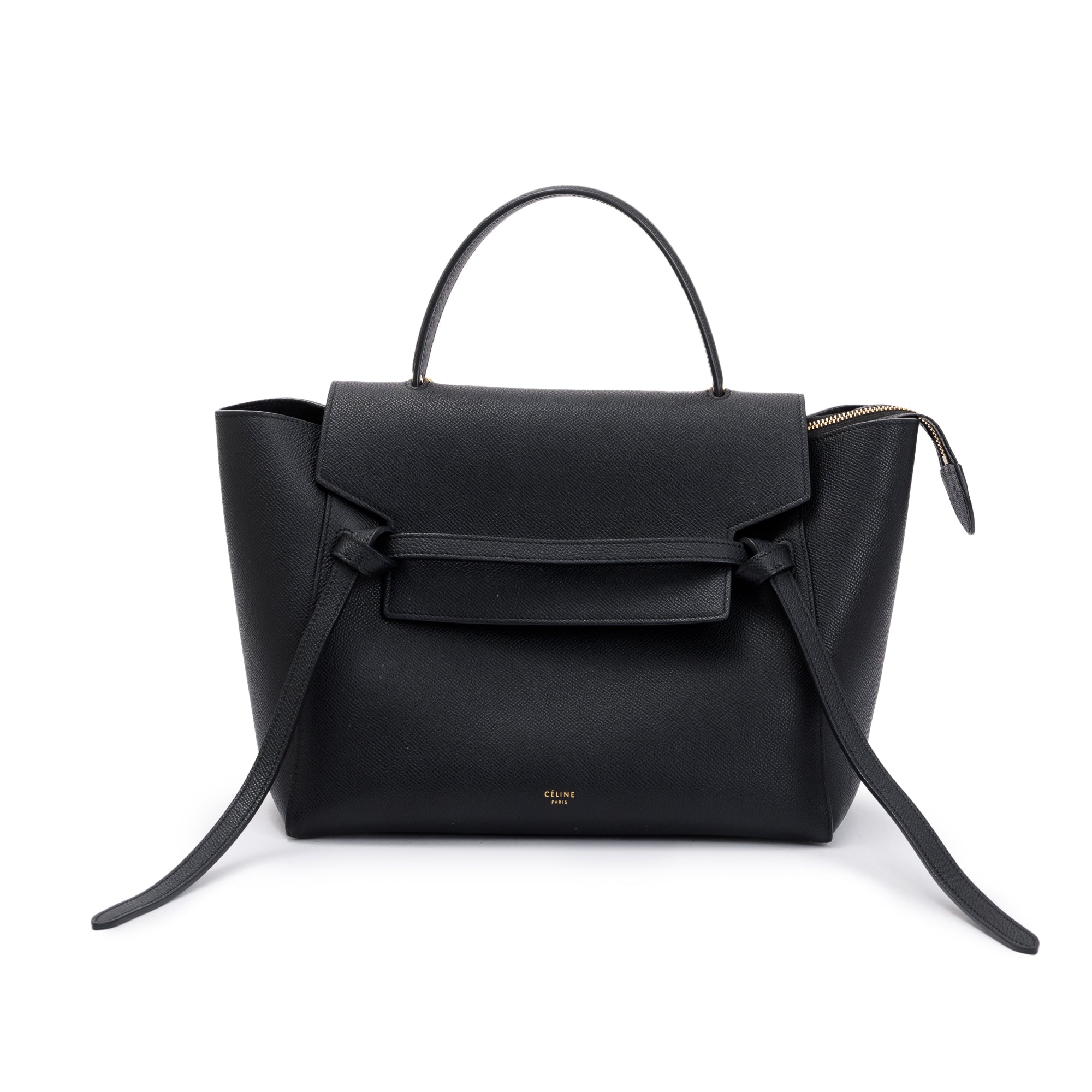 Celine Black Grained Leather Mini Belt Bag w/ Strap
