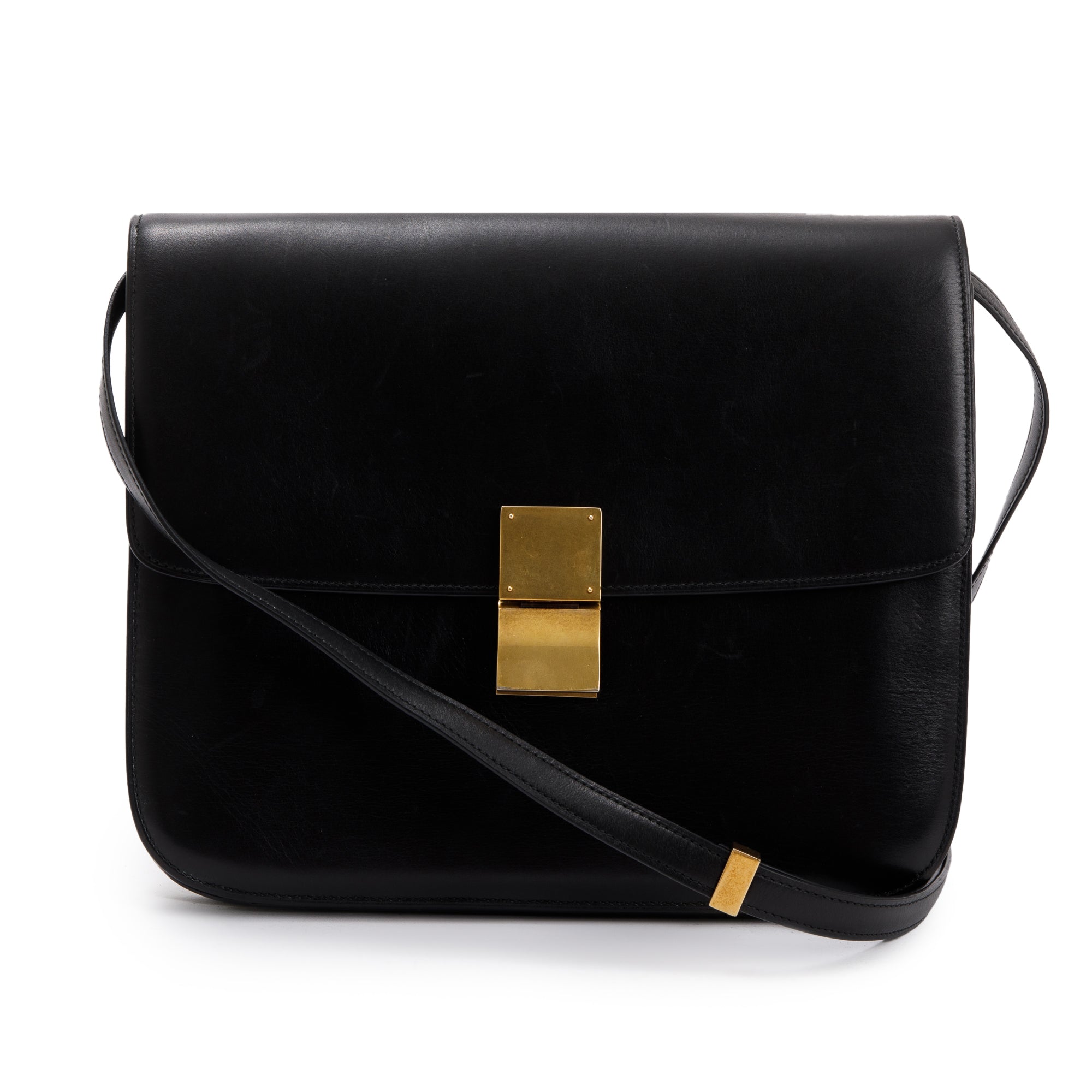 Celine Black Smooth Calfskin Large Classic Box Flap Bag
