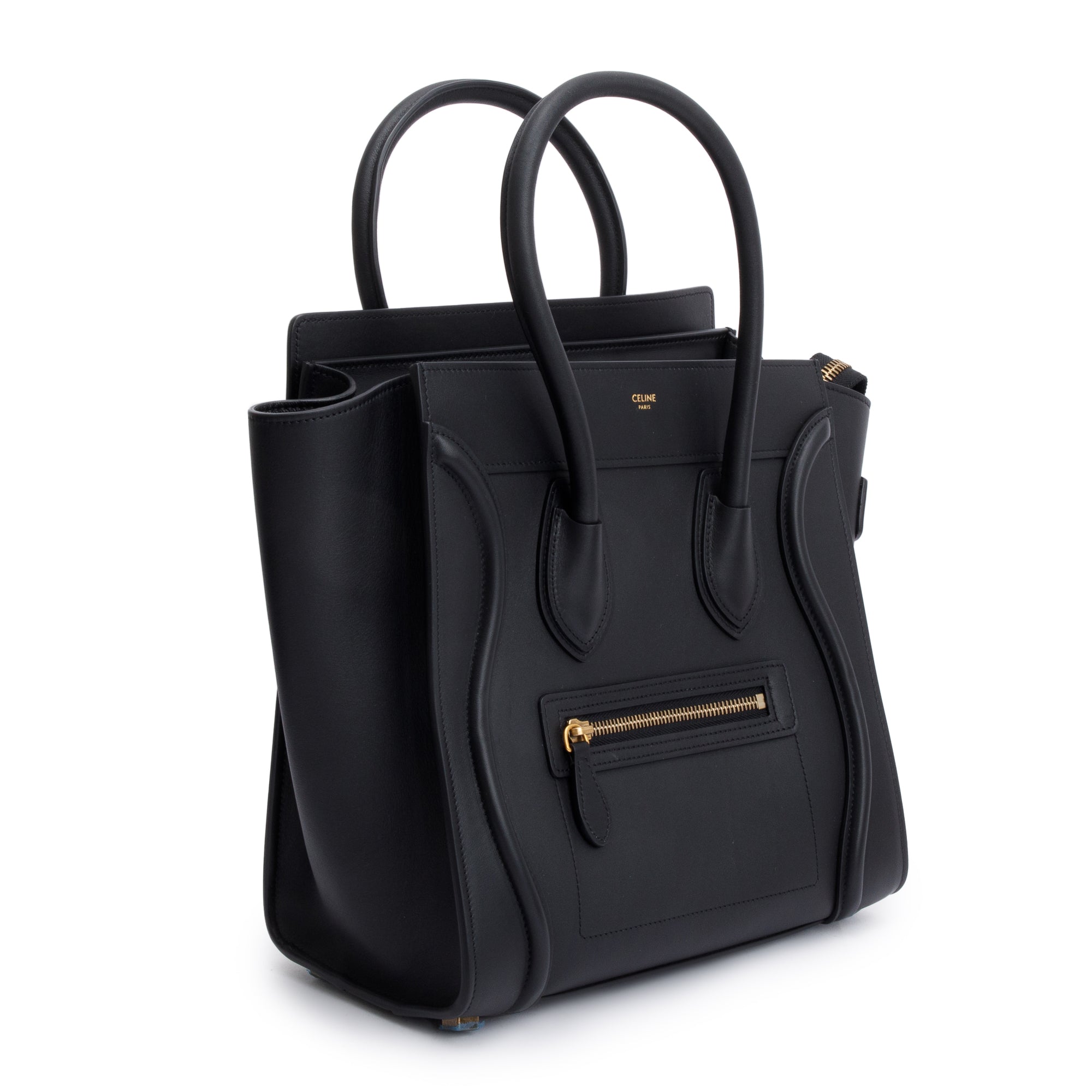 Celine Black Smooth Calfskin Leather Micro Luggage Tote