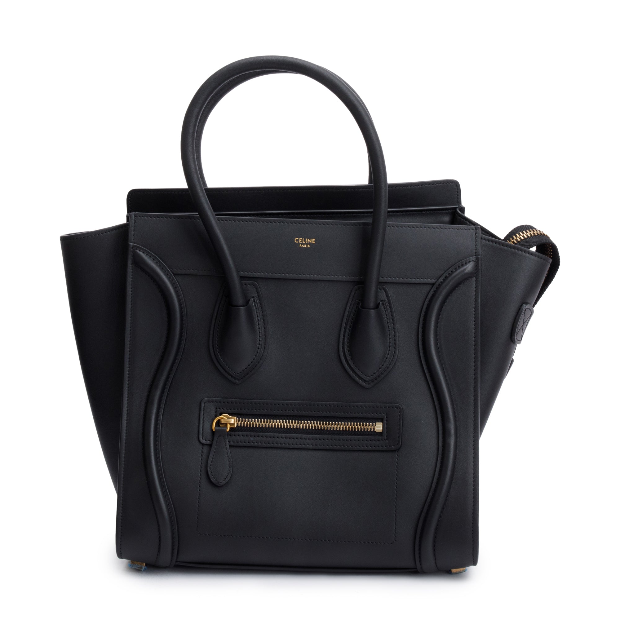 Celine Black Smooth Calfskin Leather Micro Luggage Tote
