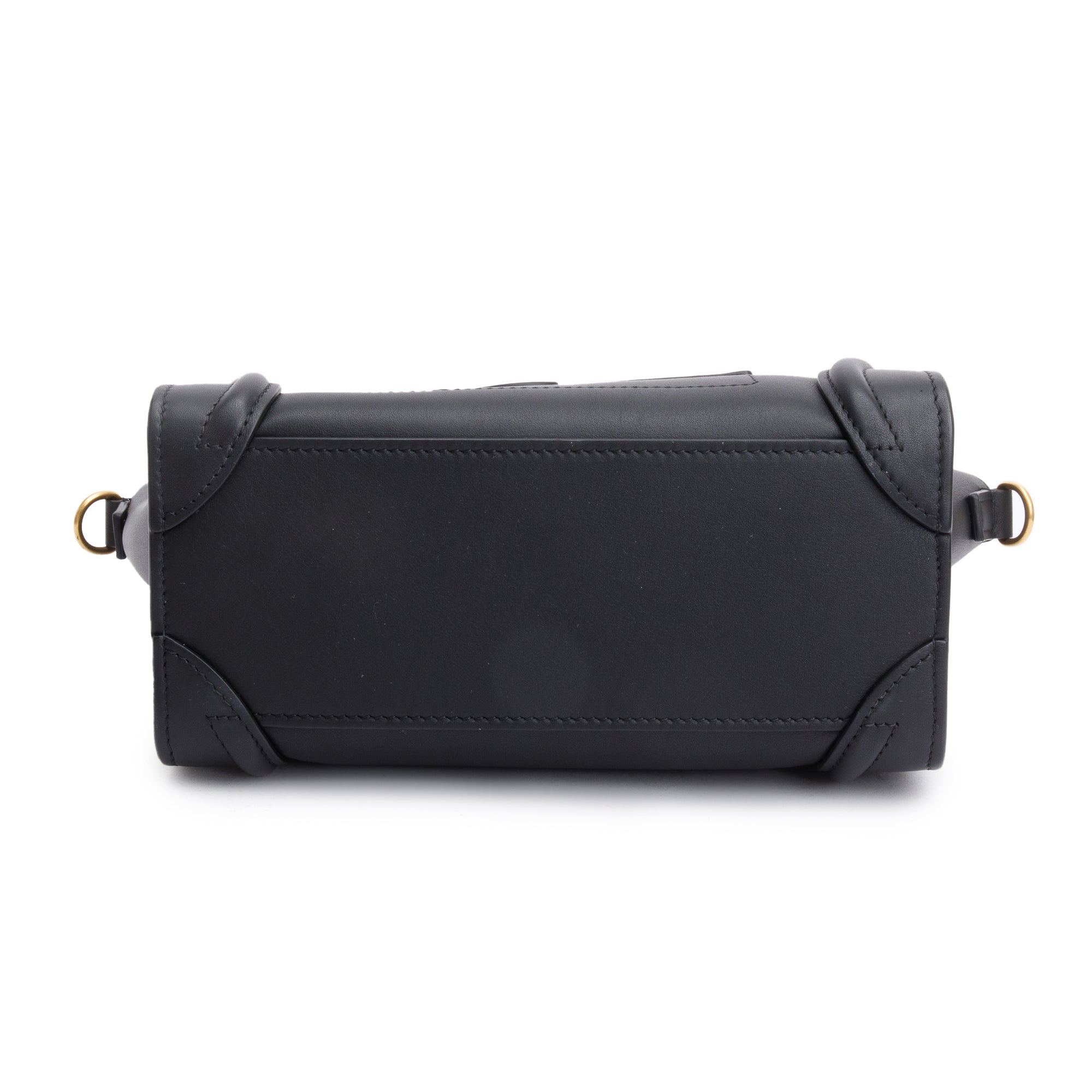 Celine Black Smooth Calfskin Leather Nano Luggage Tote w/ Strap