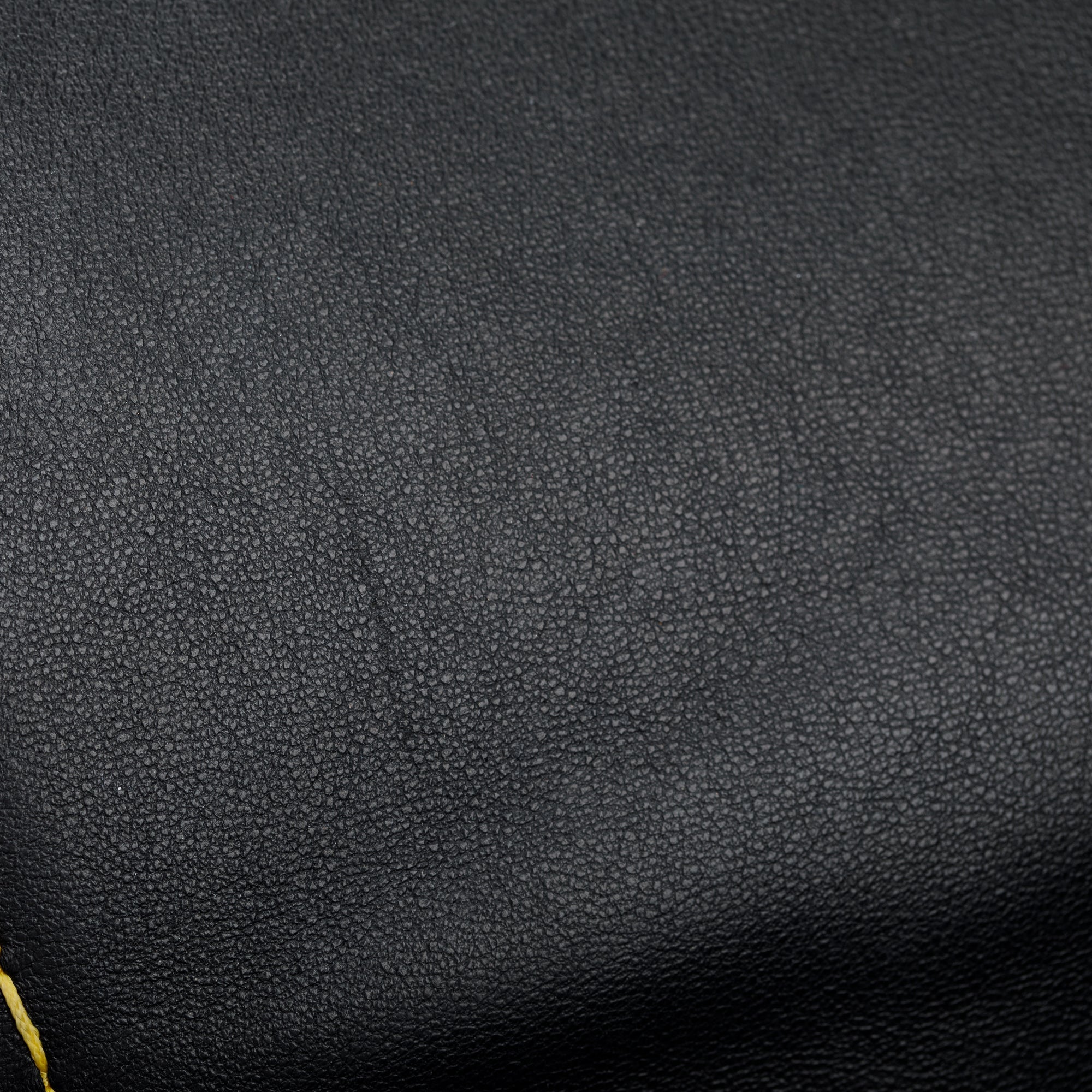 Celine Black Smooth Calfskin Leather Yellow Stitching Small Trapeze Bag w/ Strap