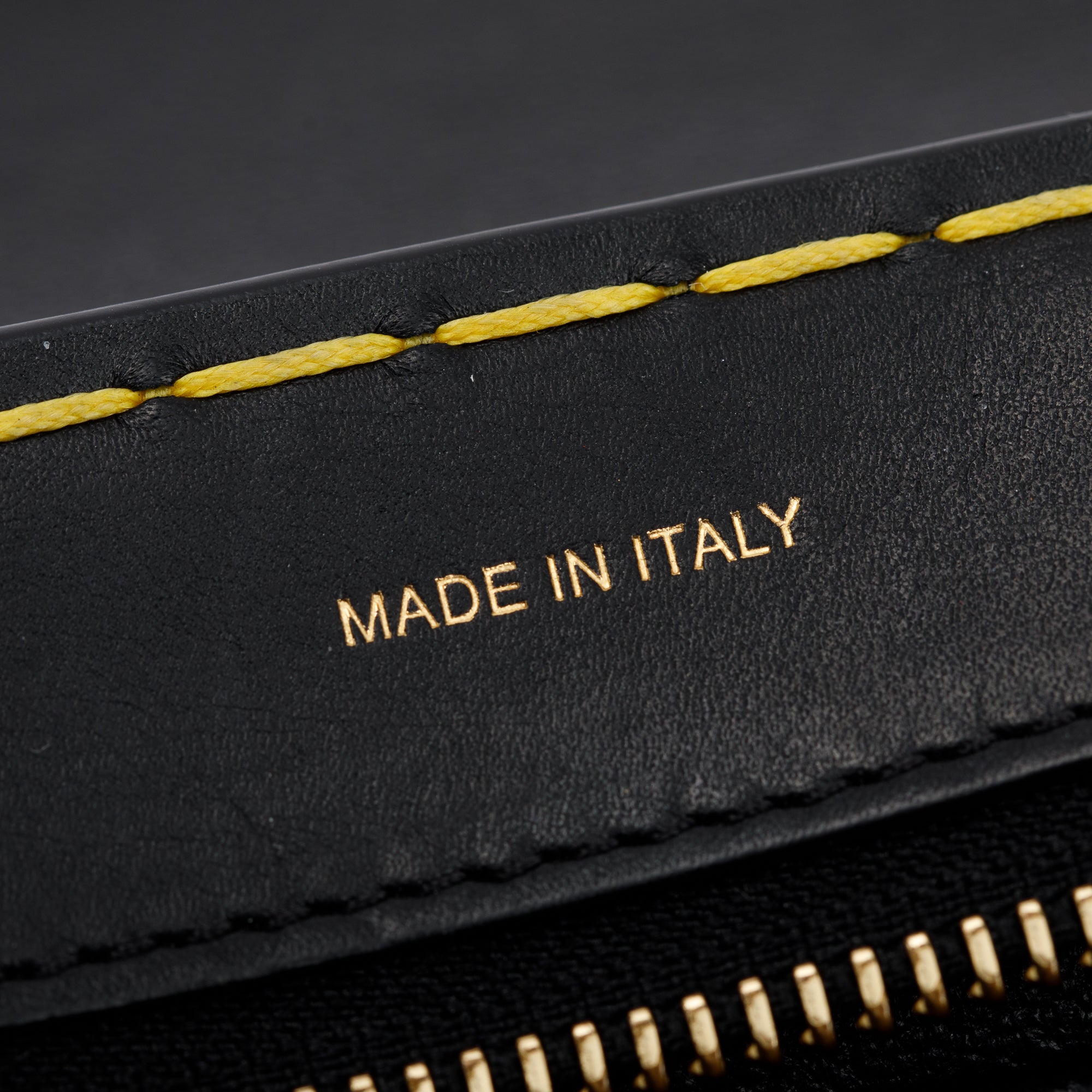 Celine Black Smooth Calfskin Leather Yellow Stitching Small Trapeze Bag w/ Strap