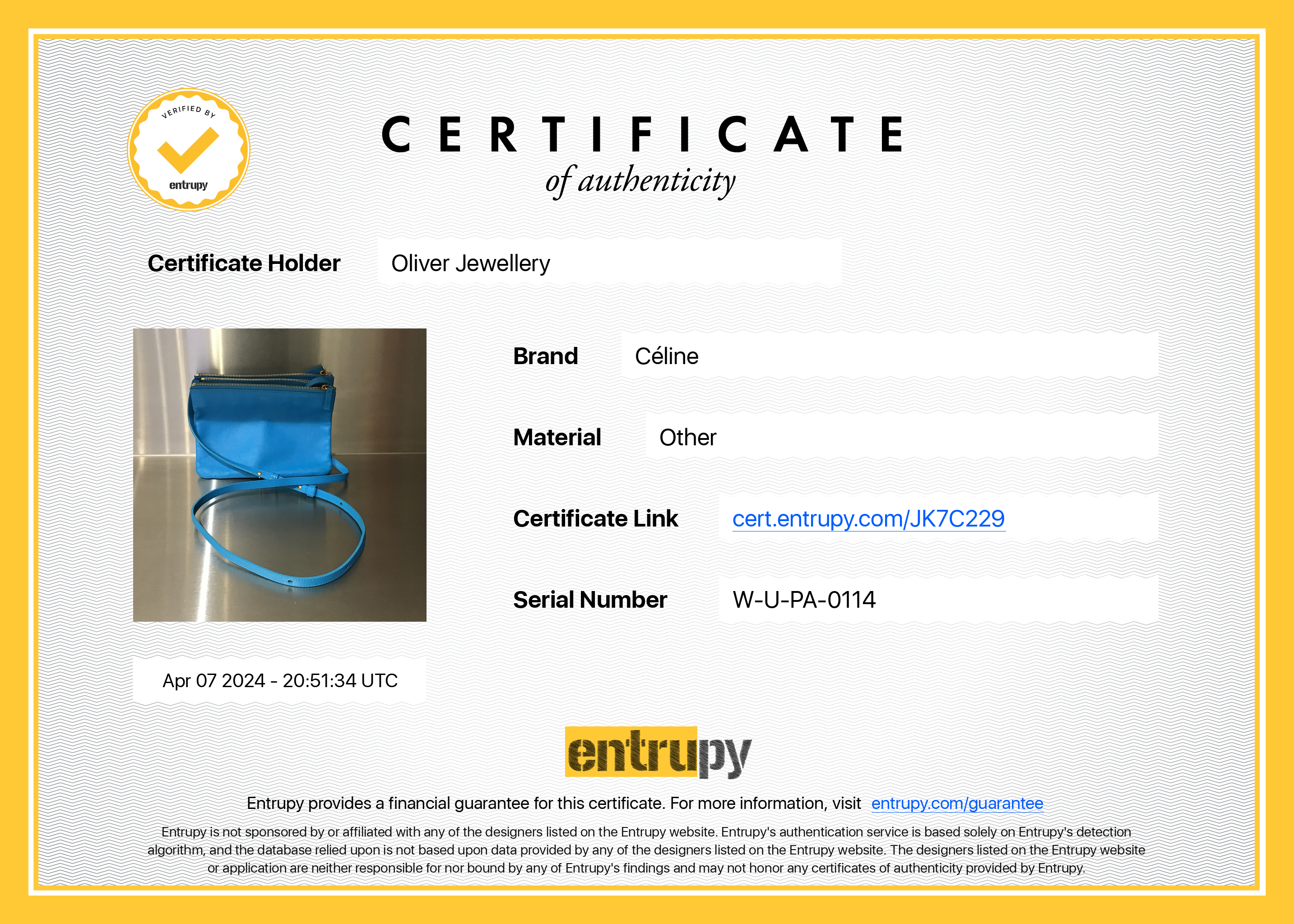 Celine Blue Calfskin Leather Small Trio Crossbody Bag