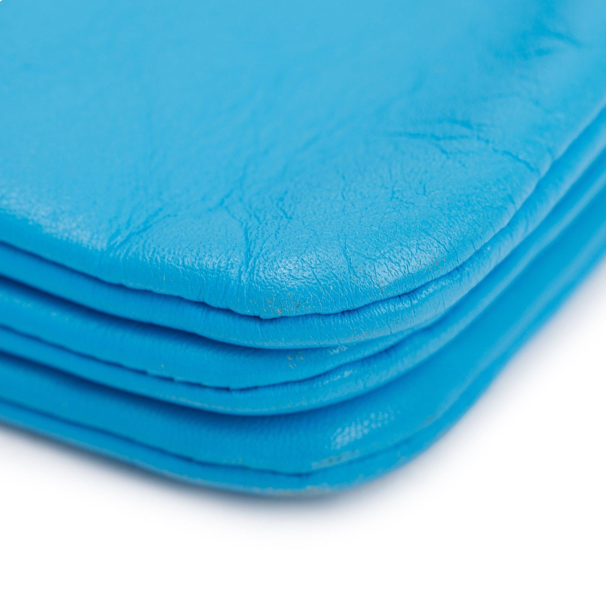 Celine Blue Calfskin Leather Small Trio Crossbody Bag