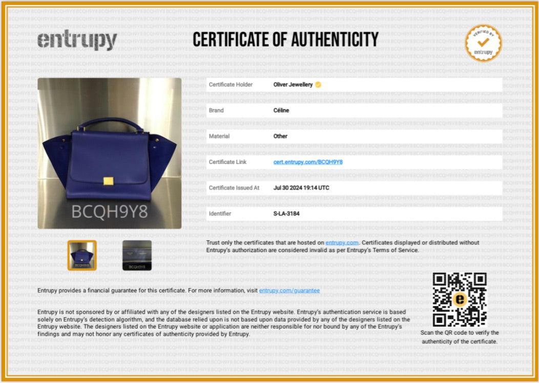 Celine Blue Calfskin Suede Leather Medium Trapeze Bag