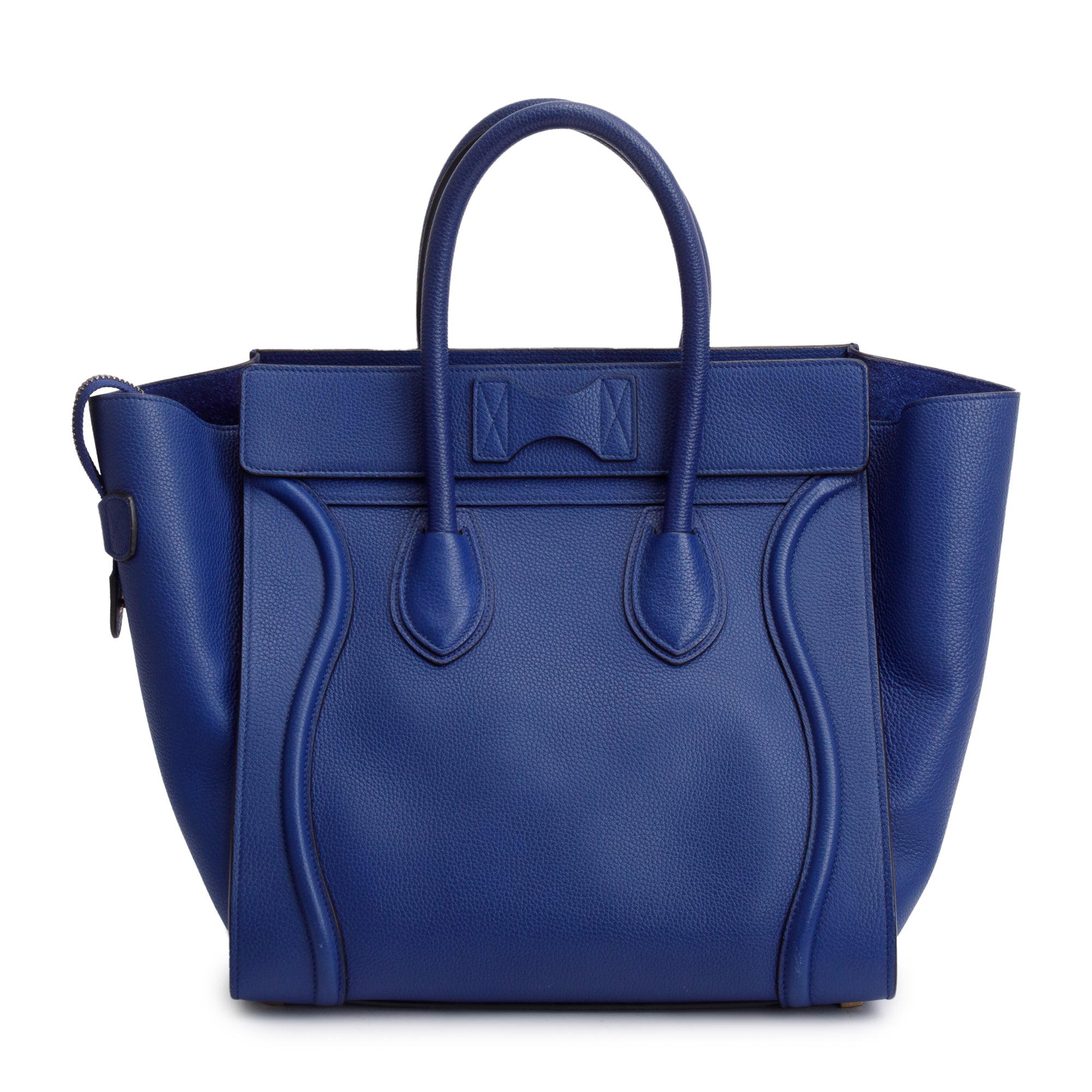 Celine Blue Drummed Calfskin Leather Mini Luggage Tote