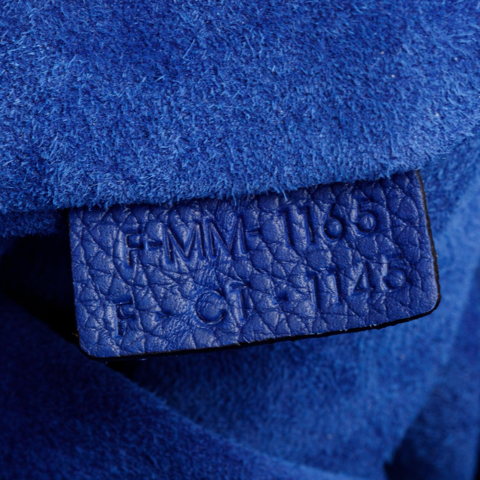 Celine Blue Drummed Calfskin Leather Mini Luggage Tote