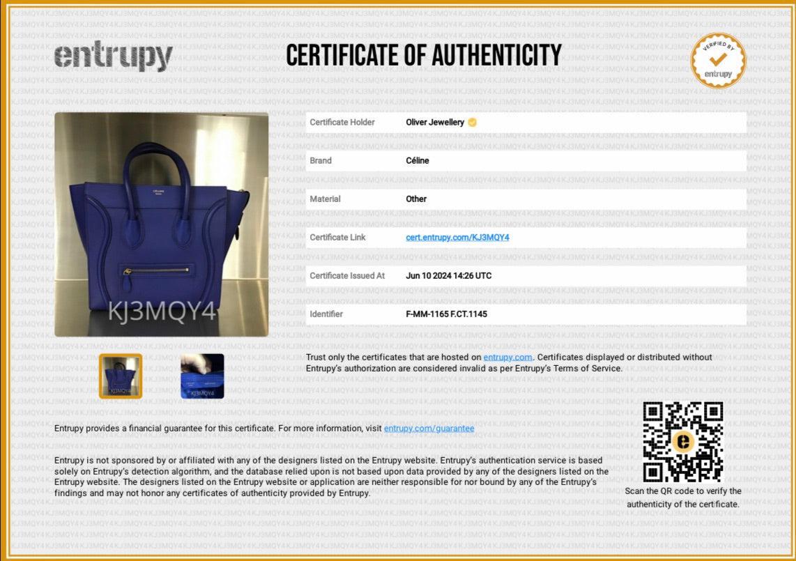 Celine Blue Drummed Calfskin Leather Mini Luggage Tote