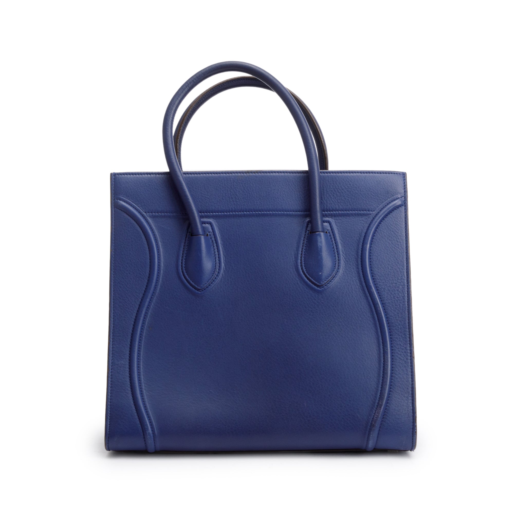 Celine Blue Grained Calfskin Medium Phantom Luggage Tote