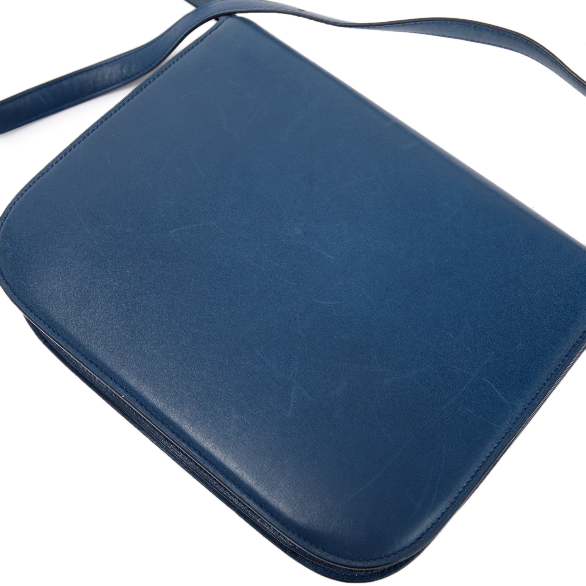 Celine Blue Smooth Calfskin Medium Classic Box Flap Bag