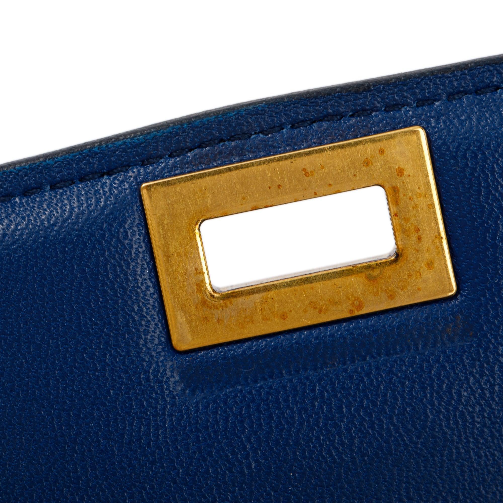 Celine Blue Smooth Calfskin Medium Classic Box Flap Bag