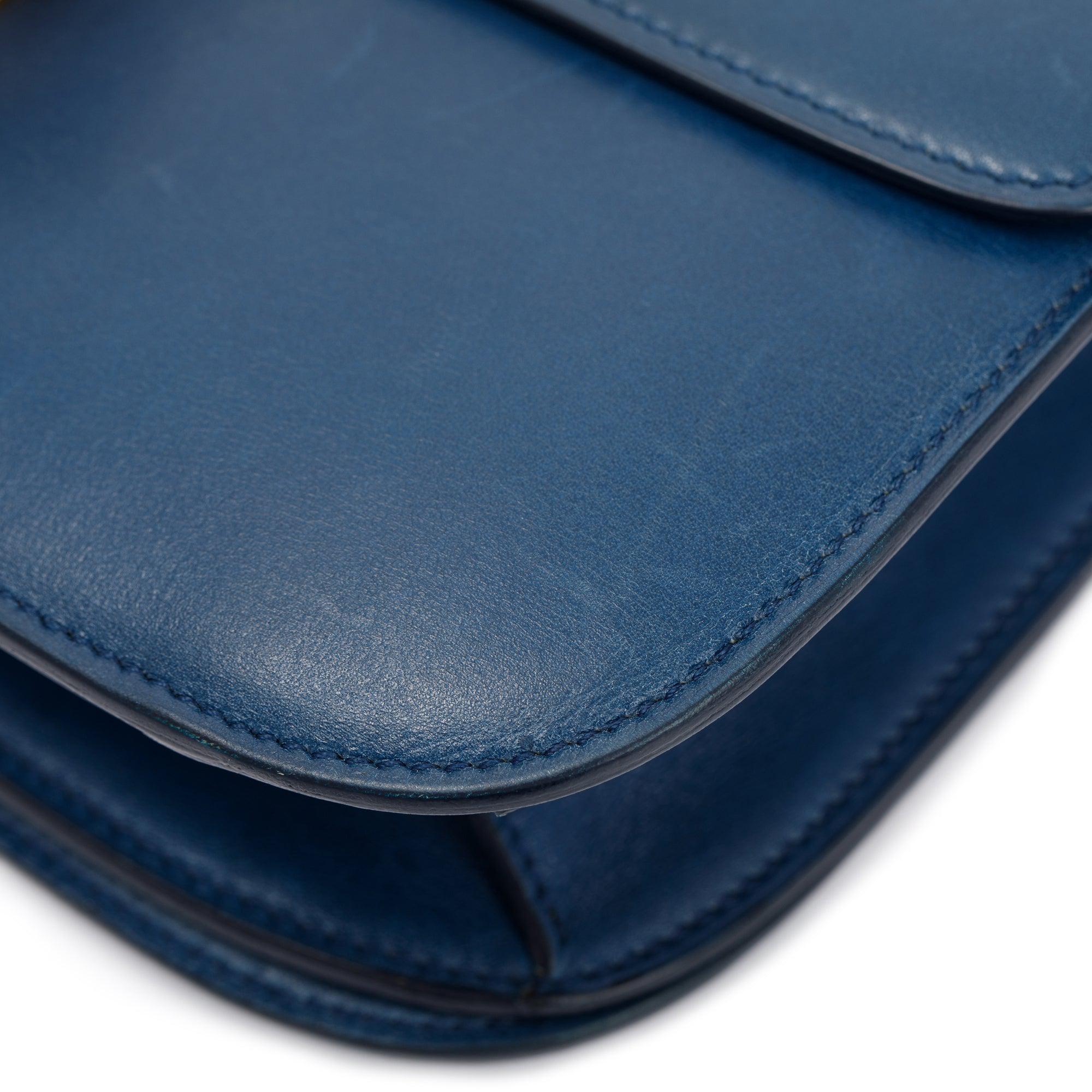 Celine Blue Smooth Calfskin Medium Classic Box Flap Bag