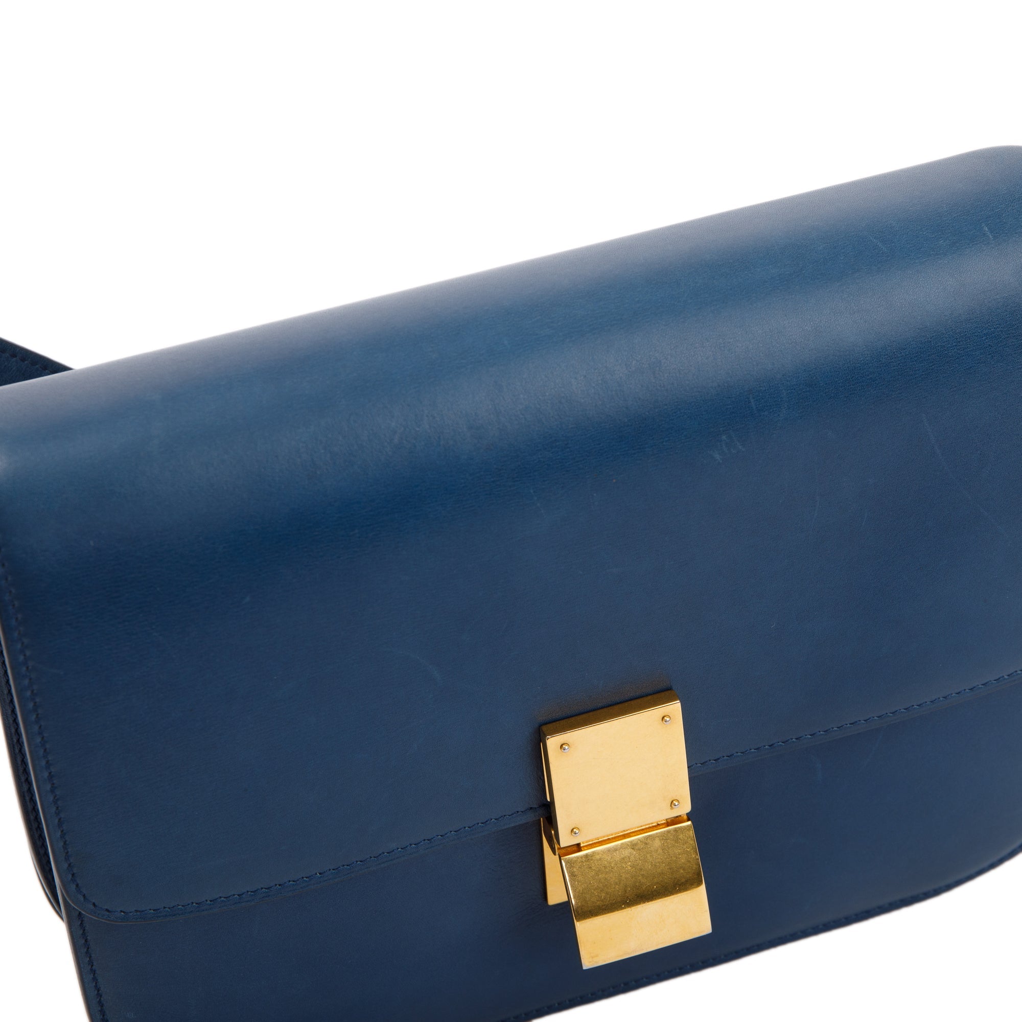Celine Blue Smooth Calfskin Medium Classic Box Flap Bag