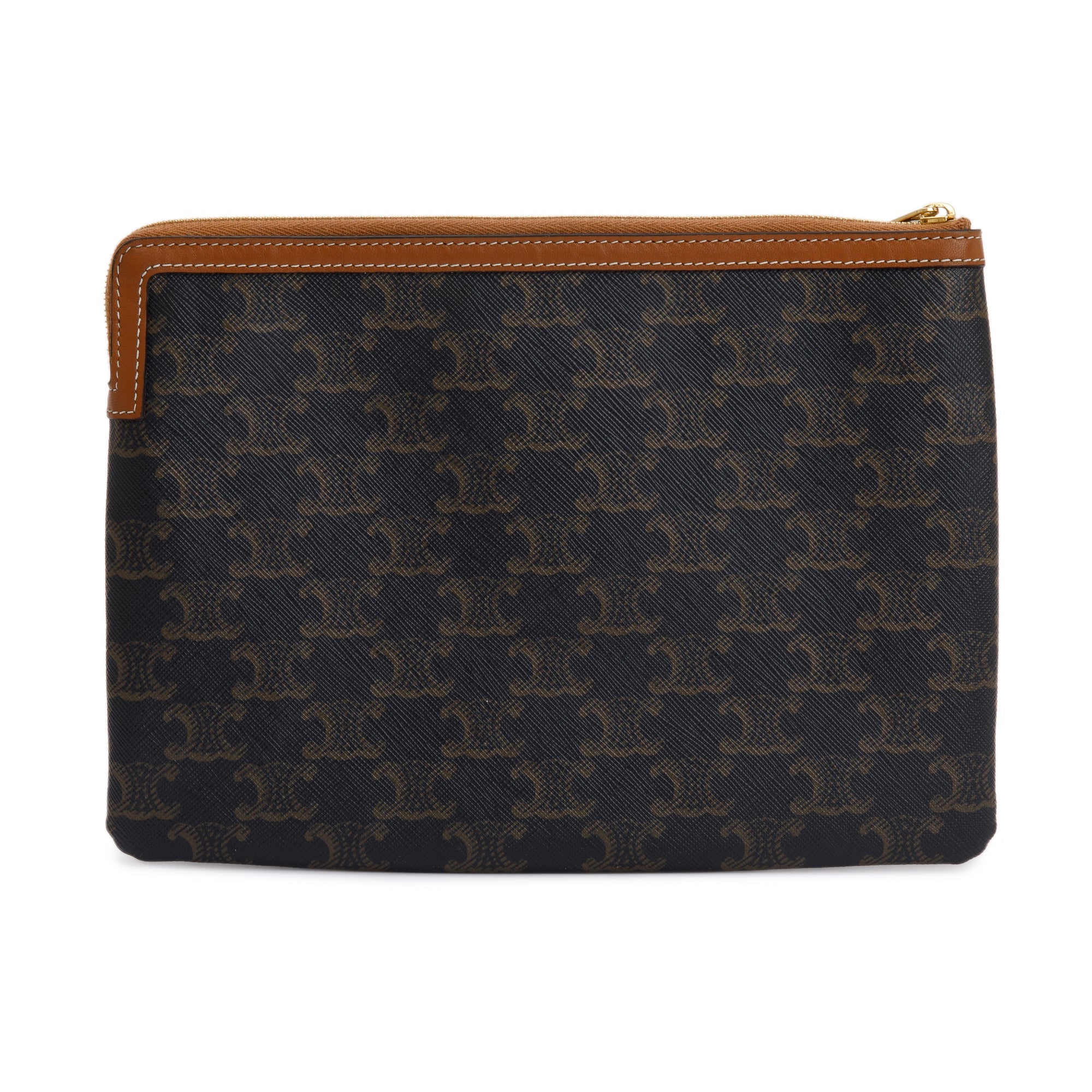 Celine Brown Triomphe Small Pouch w/ Box