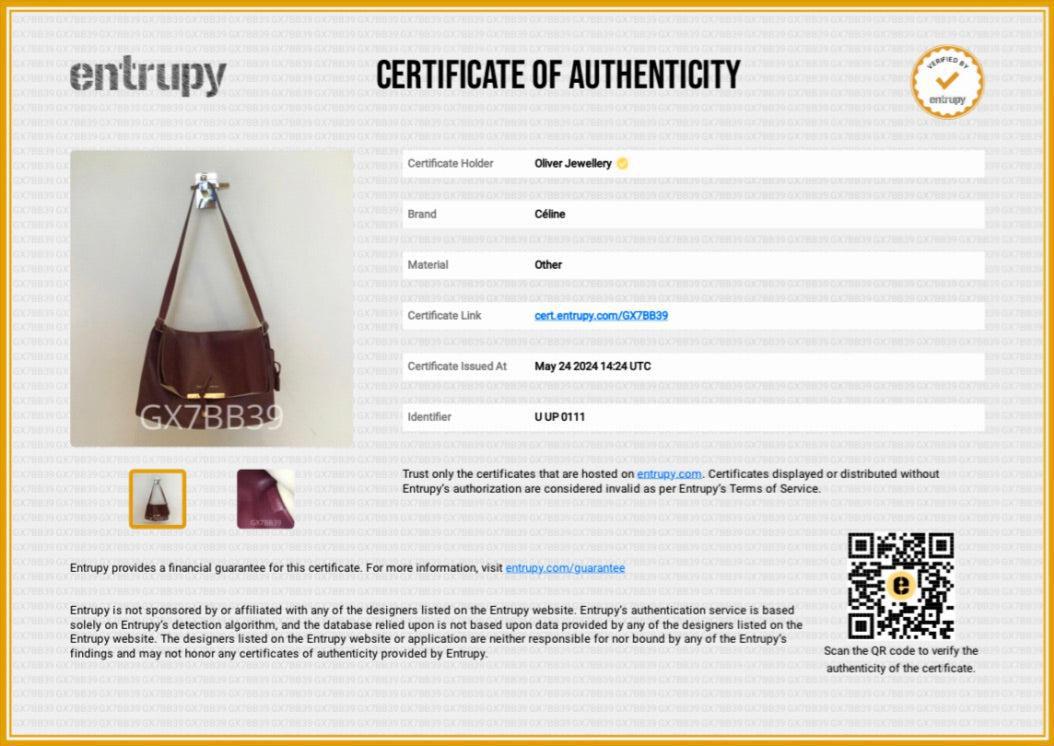 Celine Burgundy Calfskin Leather Blade Flap Shoulder Bag