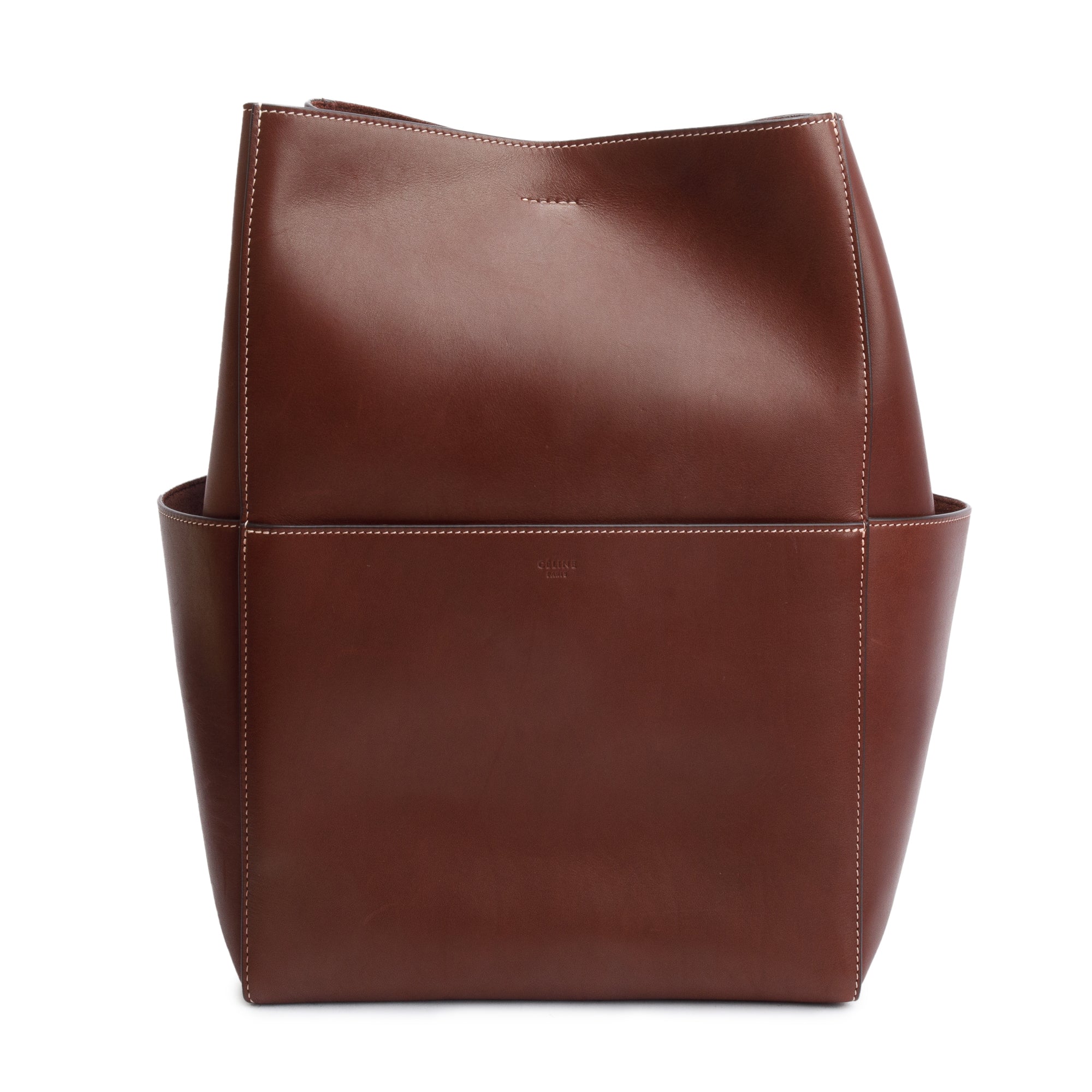 Celine Burgundy Leather Medium Seau Sangle Bucket Bag