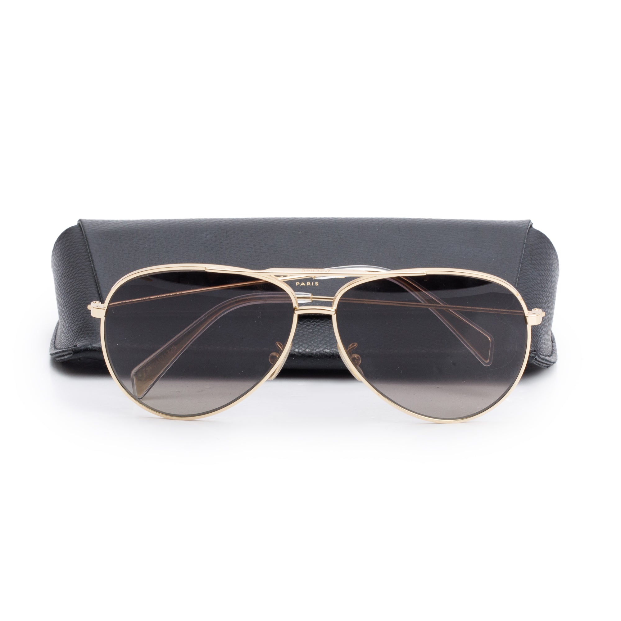 Celine CL40062U Gold Tone Metal Frame 01 Polarized Aviator Sunglasses w/ Case