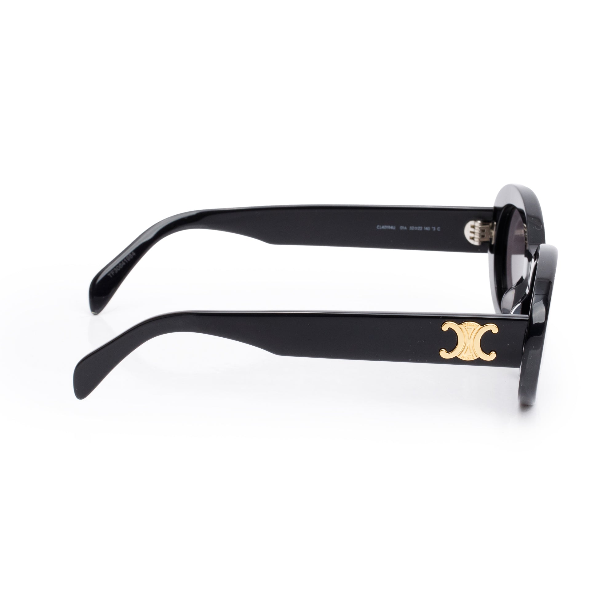 Celine CL40194U Black Acetate Triomphe 01 Oval Sunglasses w/ Box & Case